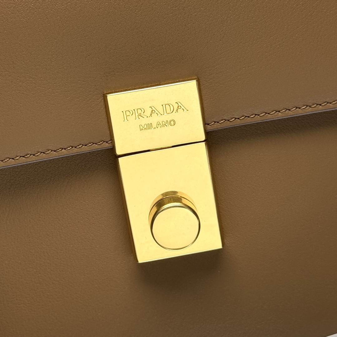 Prada 1BN023 Soft Sound Medium Leather Shoulder Bag Pistachio Caramel