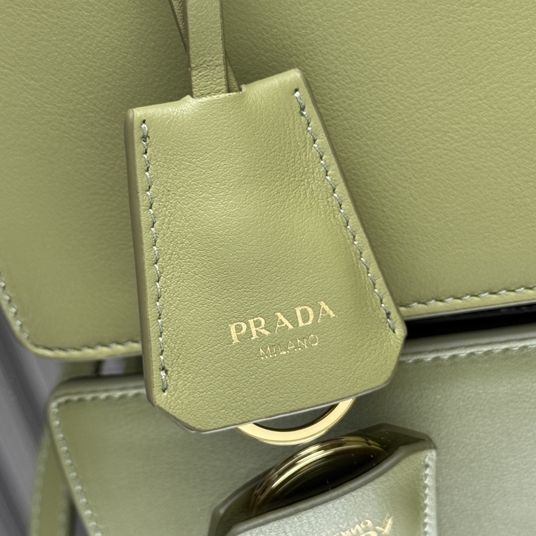 Prada 1BN023 Soft Sound Medium Leather Shoulder Bag Pistachio Green