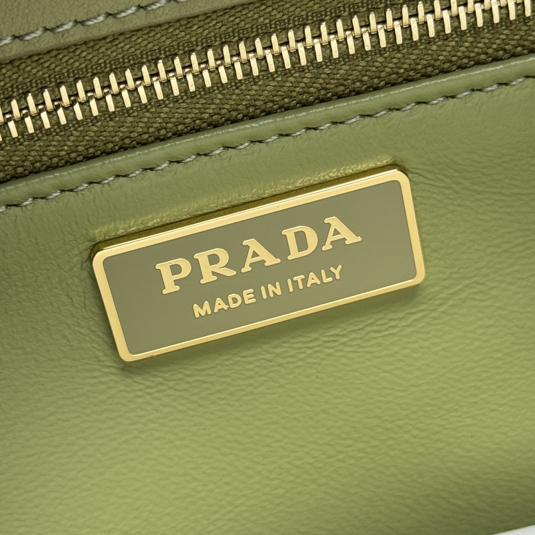Prada 1BN023 Soft Sound Medium Leather Shoulder Bag Pistachio Green