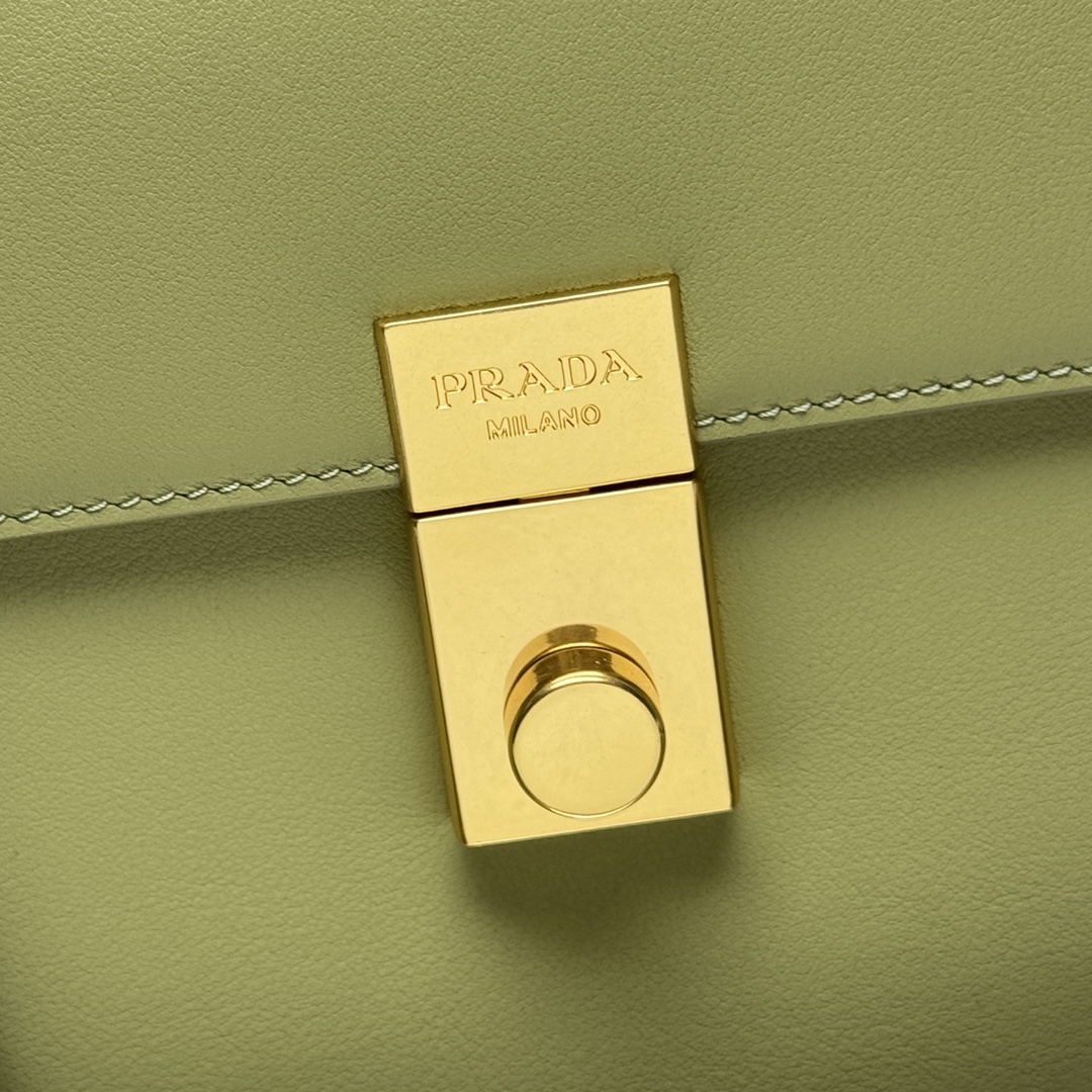 Prada 1BN023 Soft Sound Medium Leather Shoulder Bag Pistachio Green