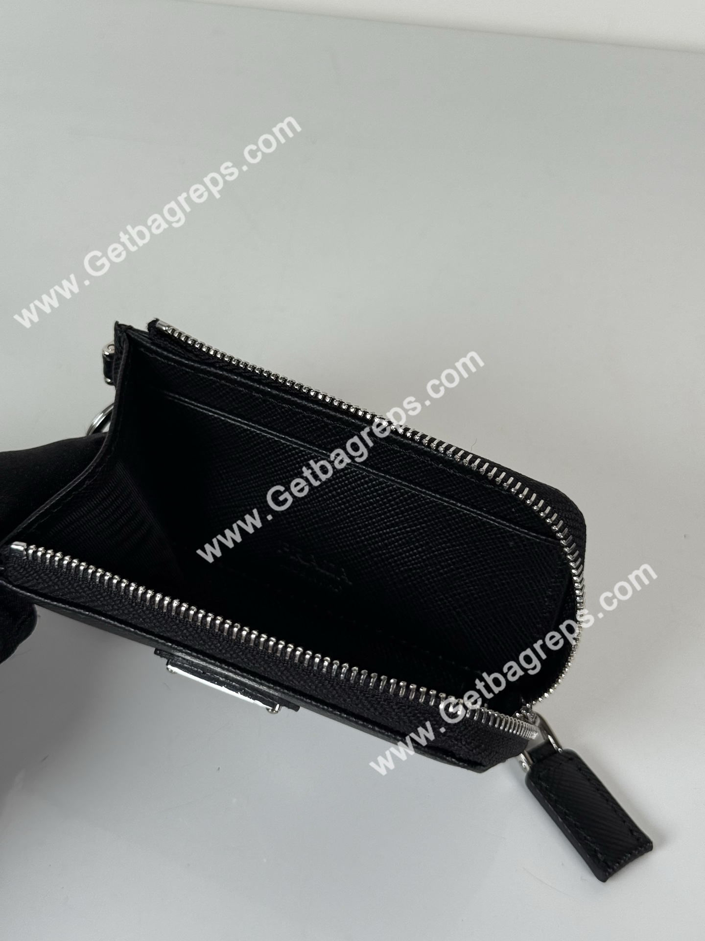 Prada 1TT085 Men Key Wallet Black