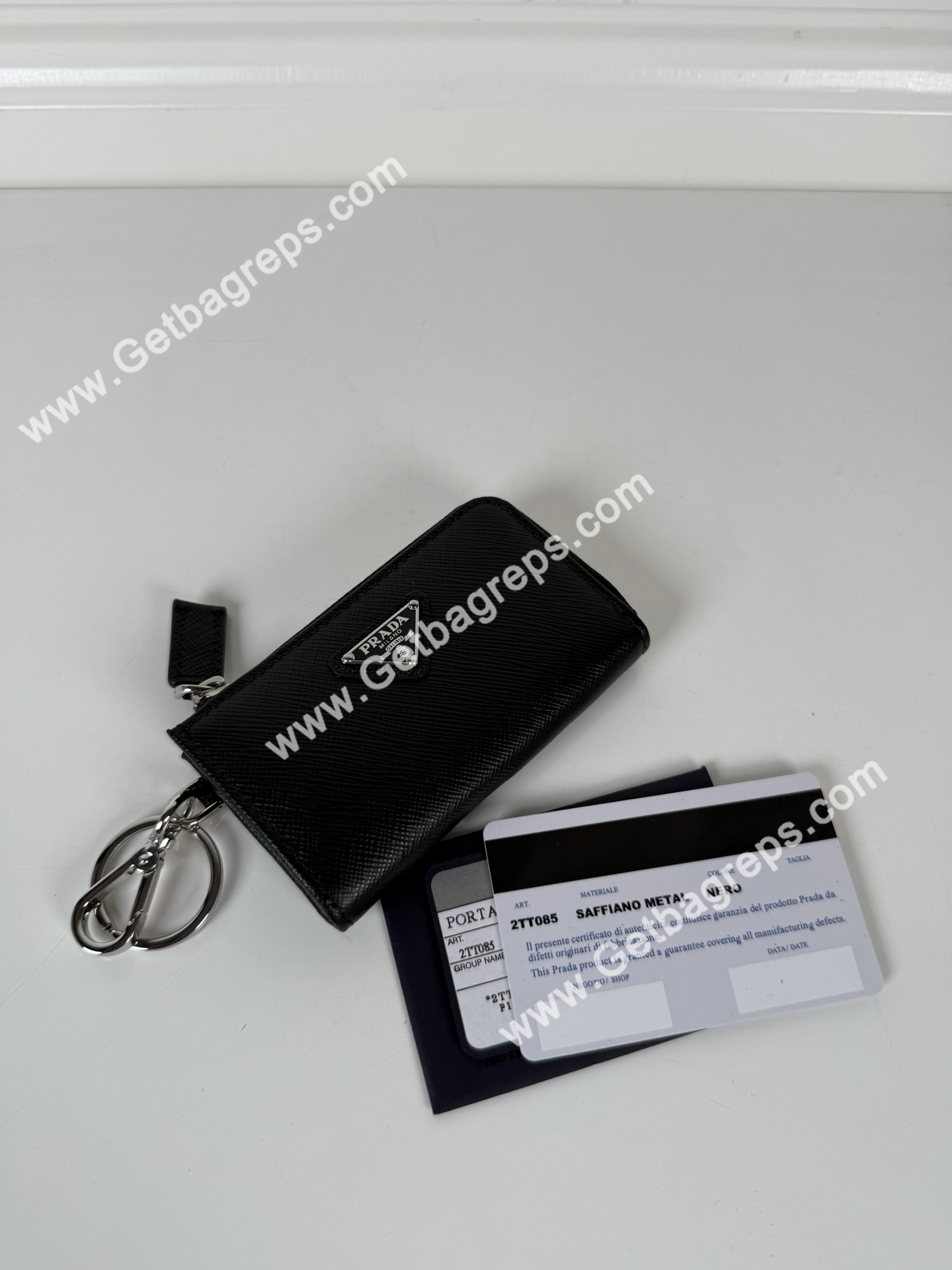 Prada 1TT085 Men Key Wallet Black