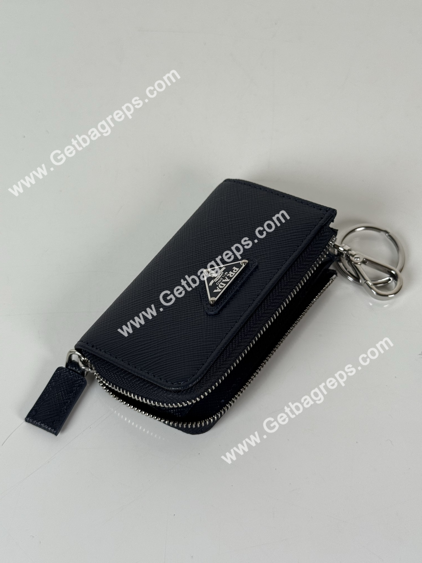 Prada 1TT085 Men Key Wallet Dark Blue