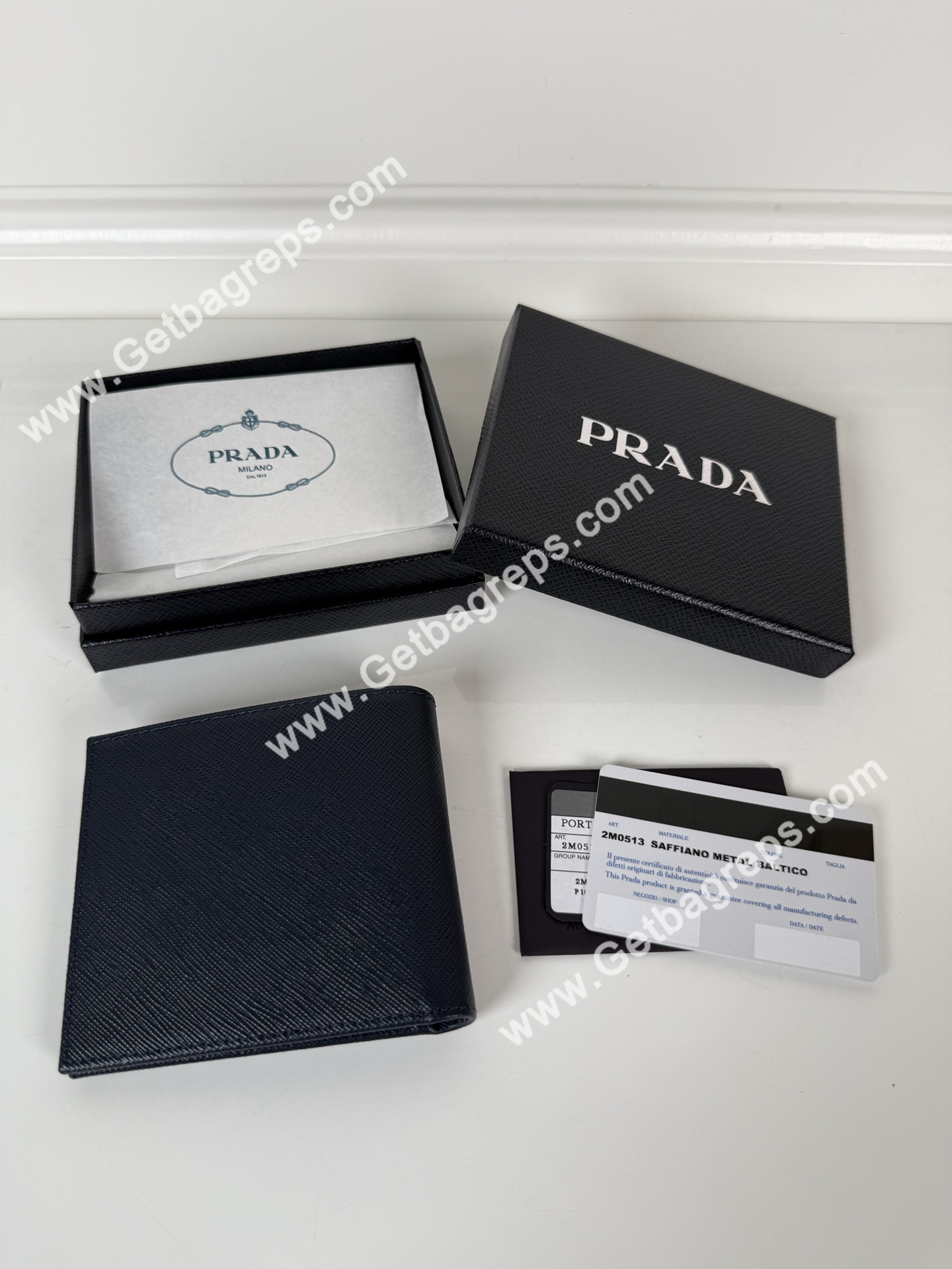 Prada 2M0513 Men Wallet Dark Blue