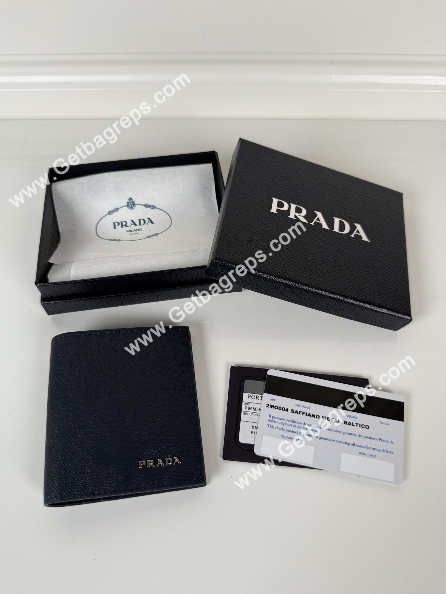 Prada 2MO004 Men Wallet Dark Blue