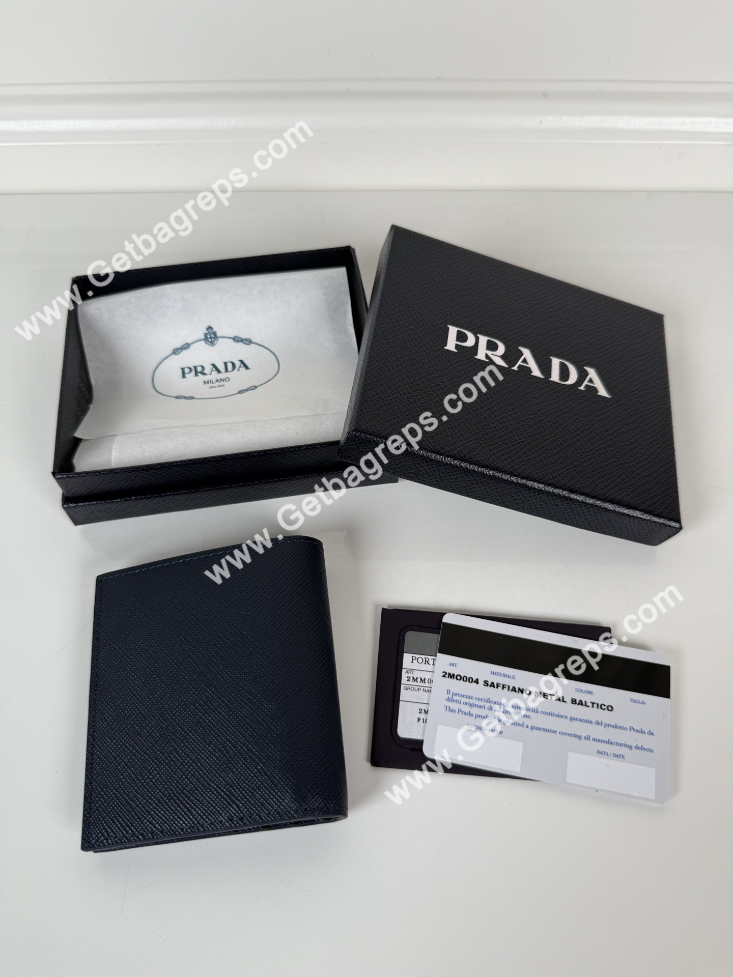 Prada 2MO004 Men Wallet Dark Blue