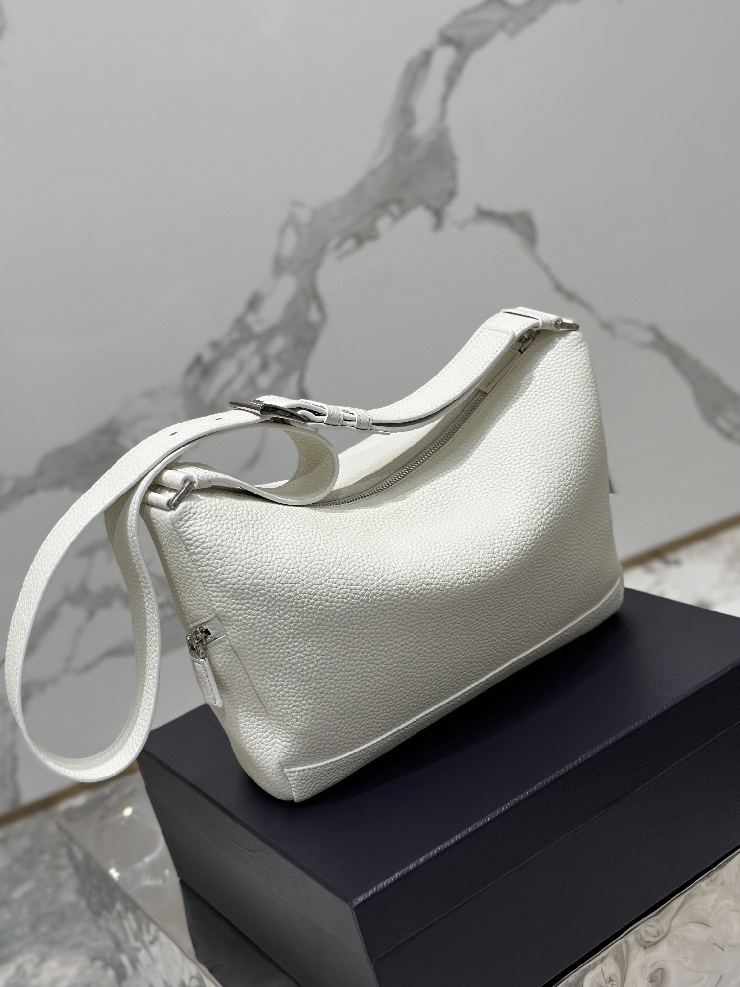 Prada 2VH165 Leather Bag with Shoulder Strap White