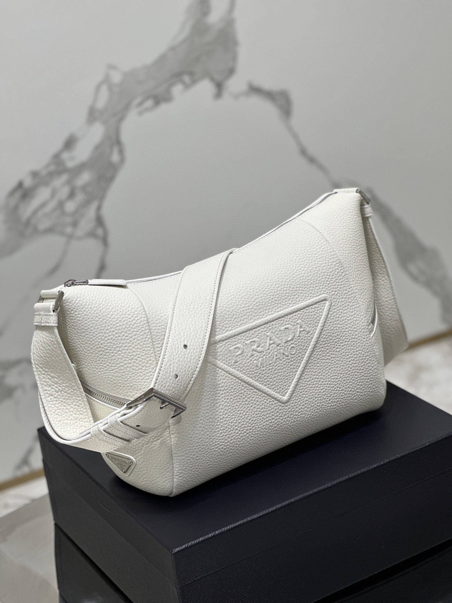 Prada 2VH165 Leather Bag with Shoulder Strap White