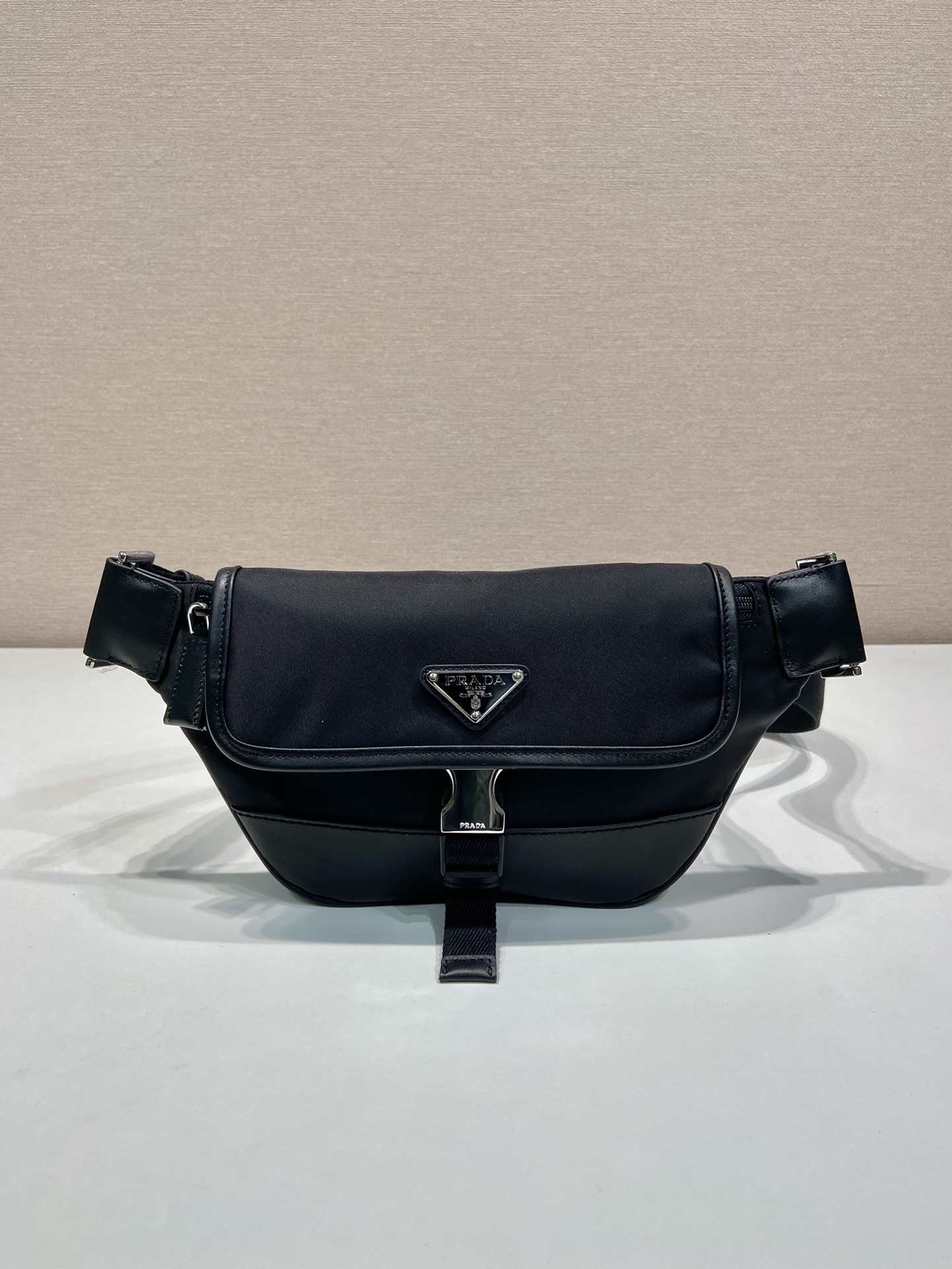 Prada 2VH176 Re-Nylon and leather shoulder bag Black