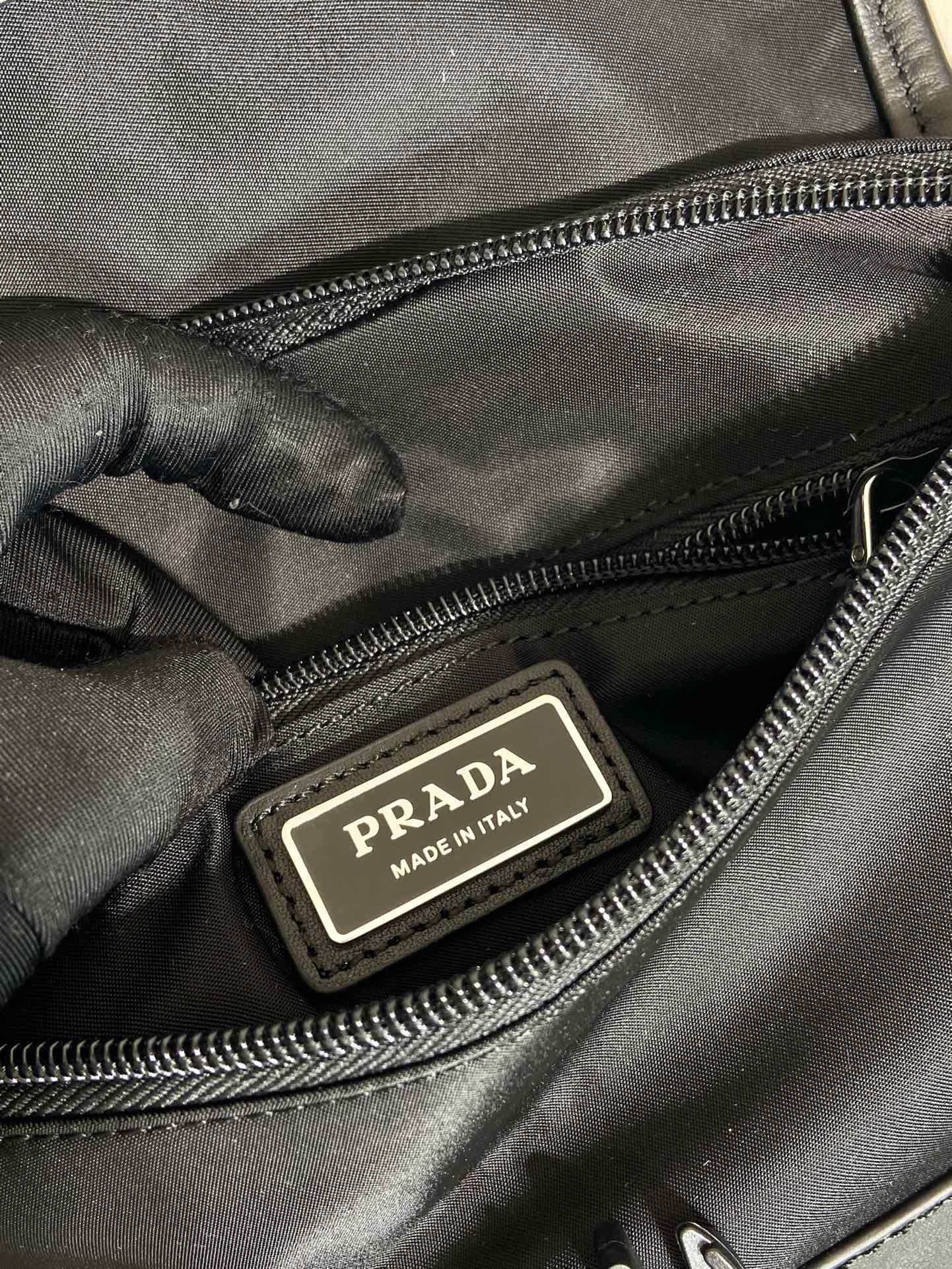 Prada 2VH176 Re-Nylon and leather shoulder bag Black