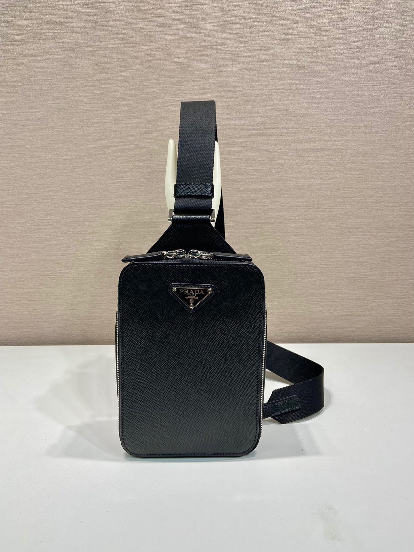Prada 2VZ106 Brique Saffiano Leather Bag Black