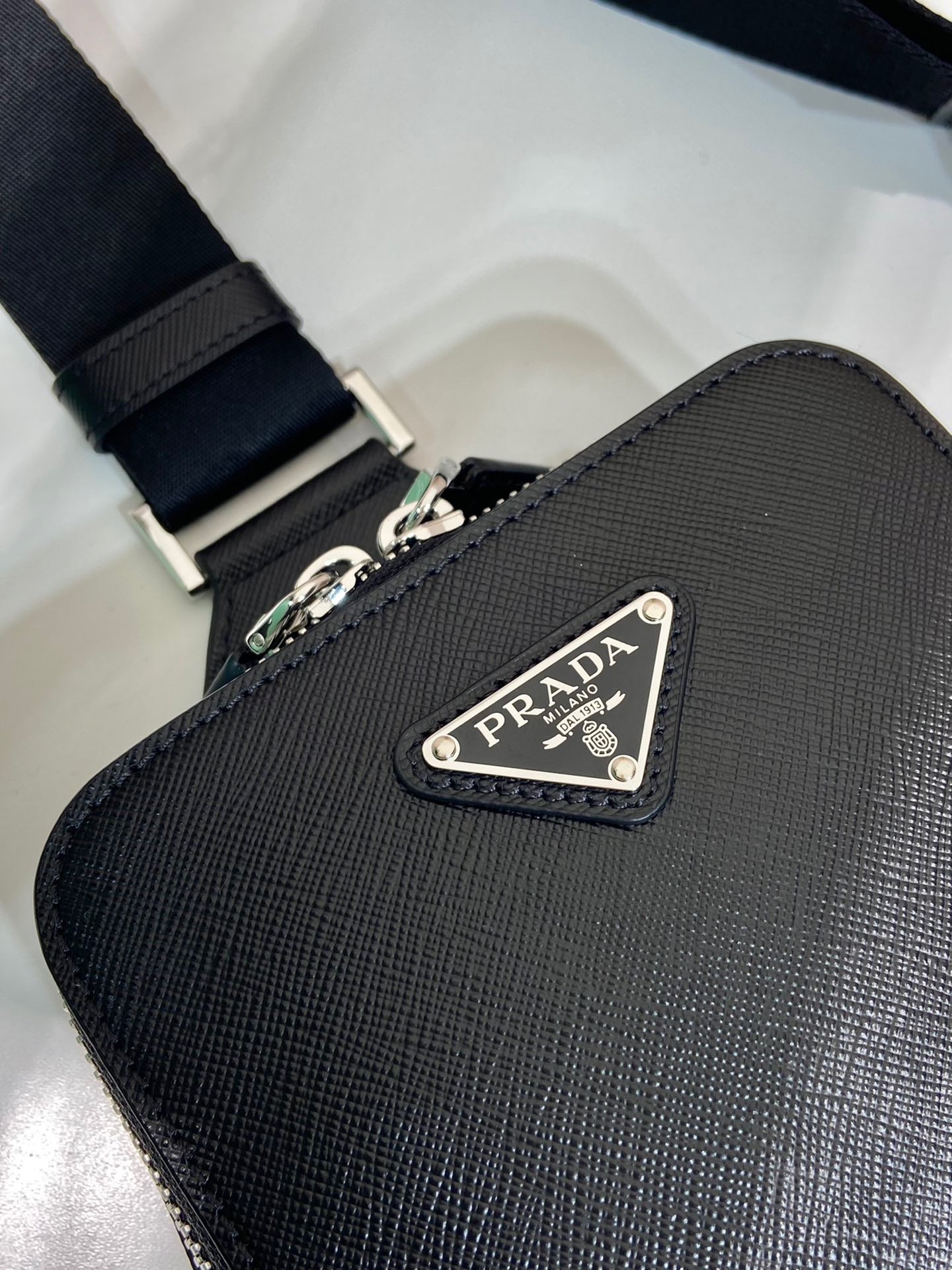 Prada 2VZ106 Brique Saffiano Leather Bag Black