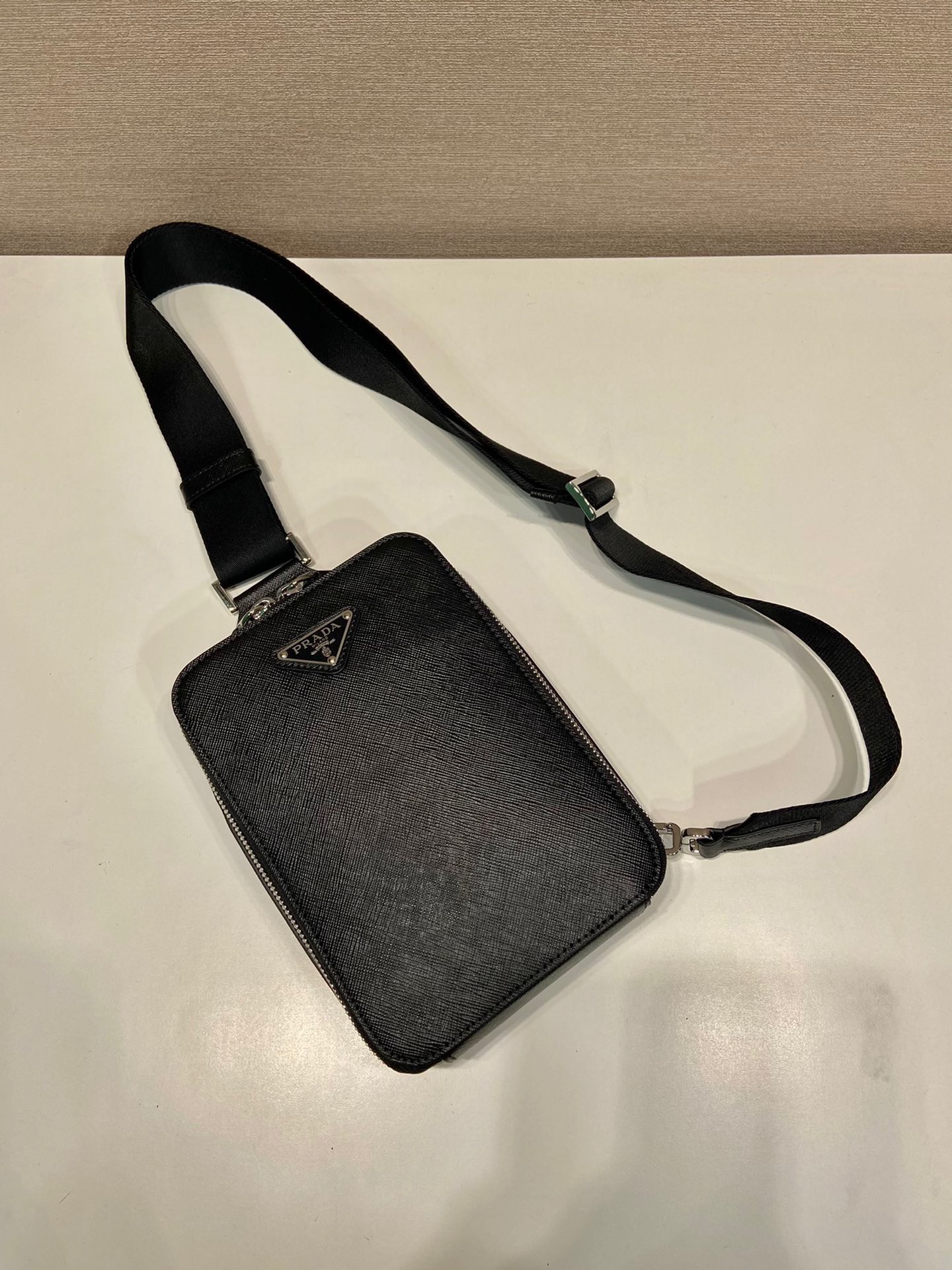 Prada 2VZ106 Brique Saffiano Leather Bag Black