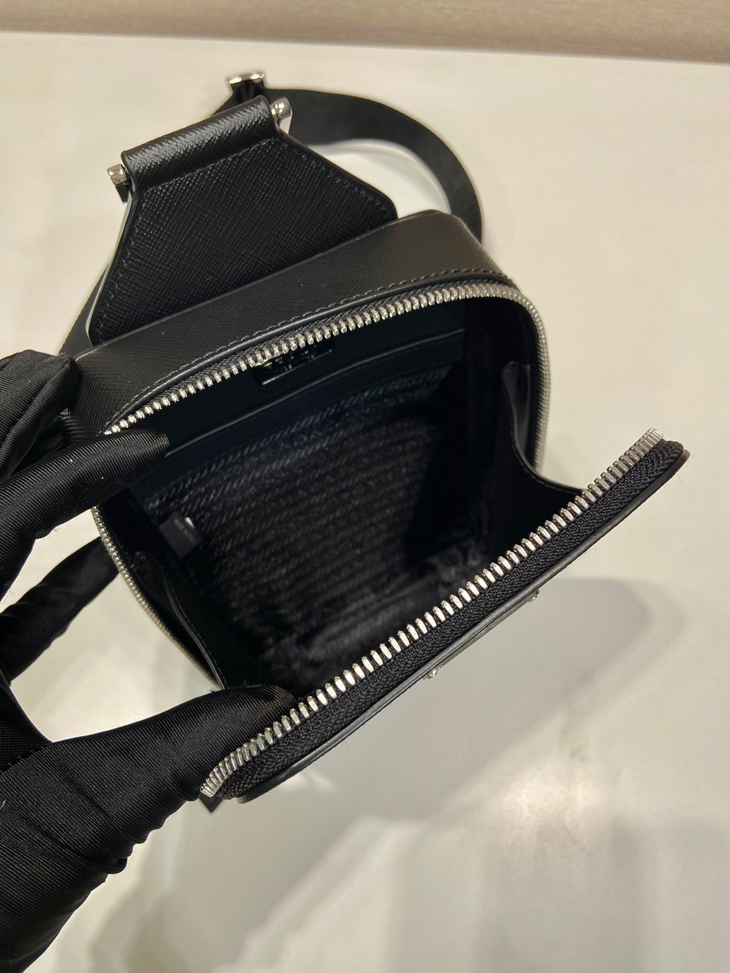 Prada 2VZ106 Brique Saffiano Leather Bag Black