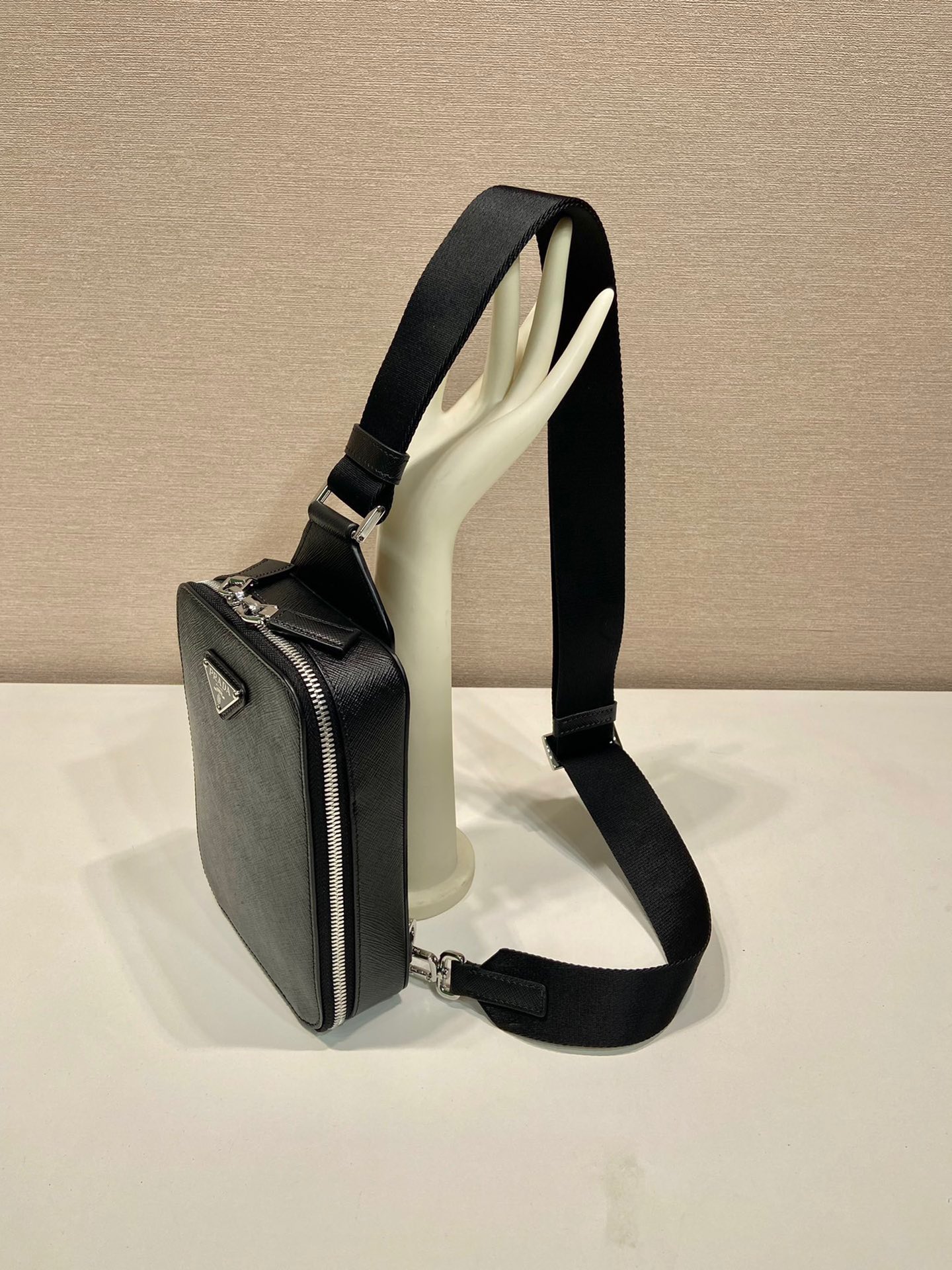 Prada 2VZ106 Brique Saffiano Leather Bag Black