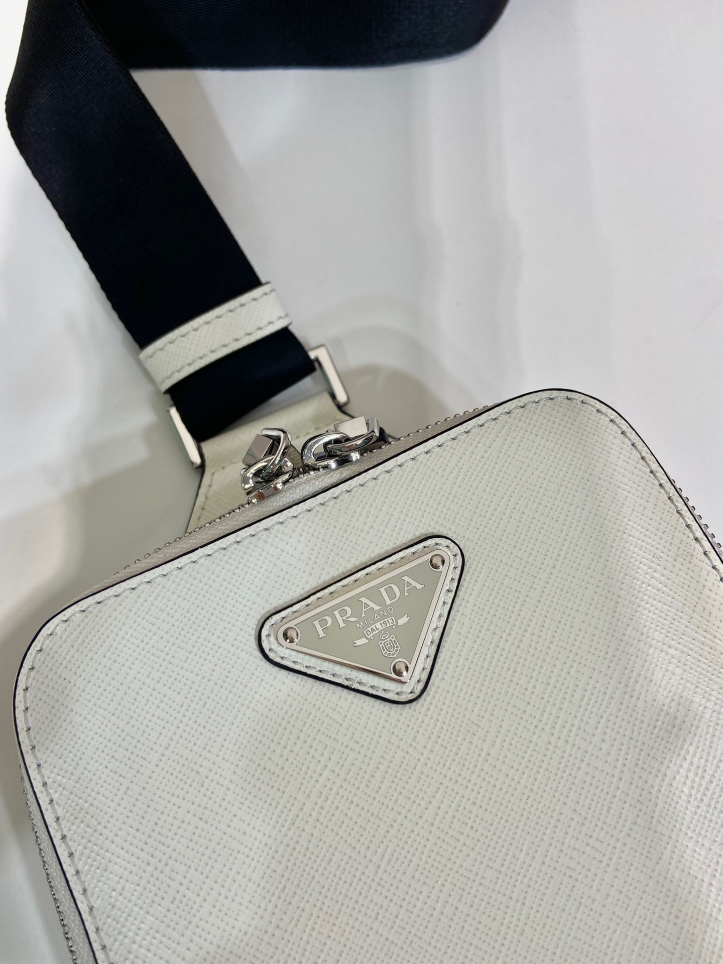 Prada 2VZ106 Brique Saffiano Leather Bag White