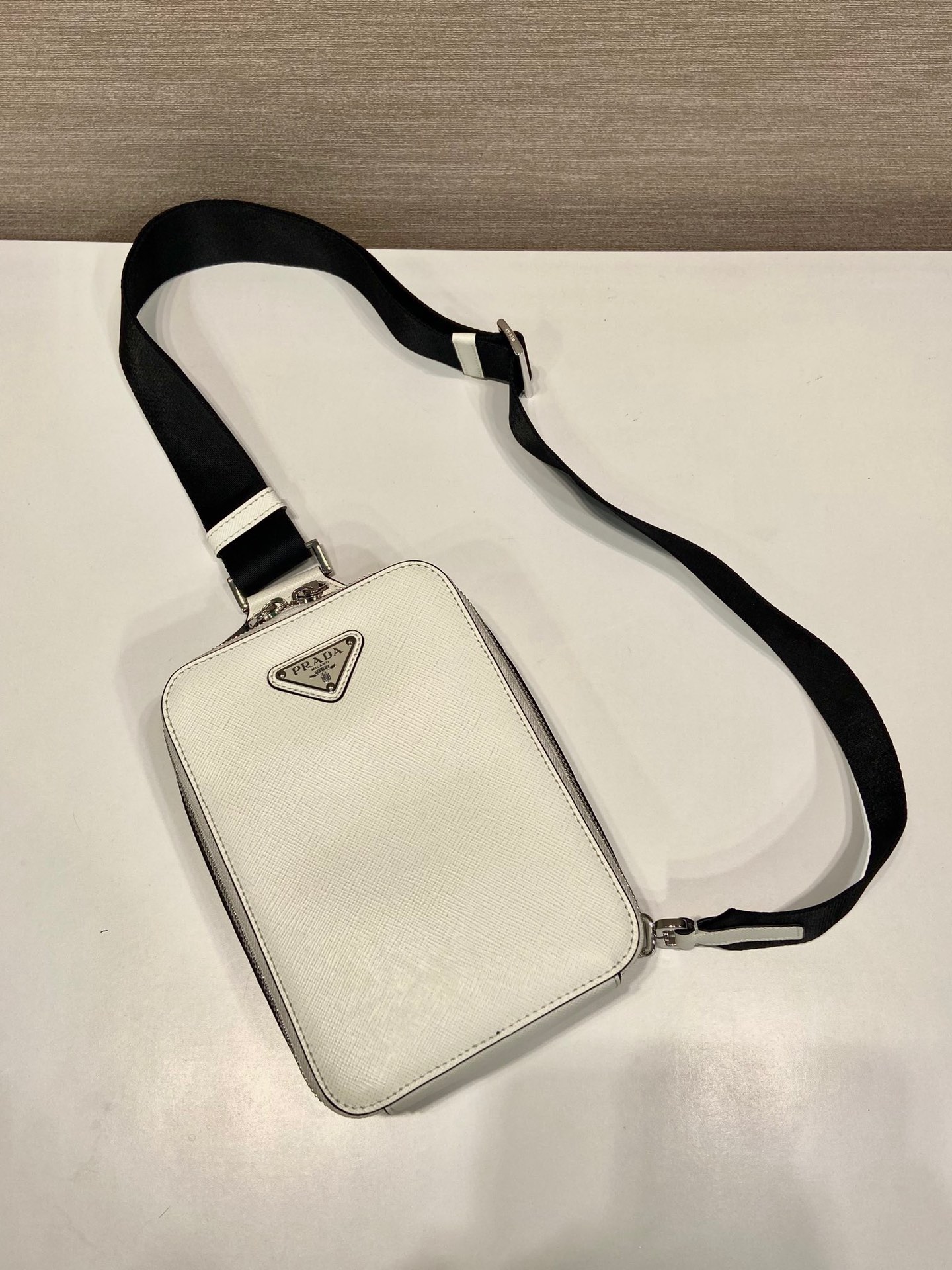 Prada 2VZ106 Brique Saffiano Leather Bag White