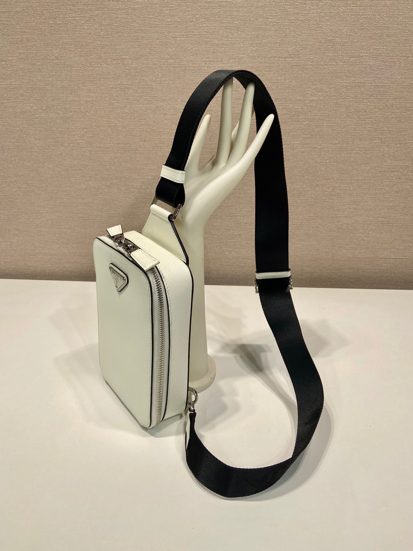 Prada 2VZ106 Brique Saffiano Leather Bag White