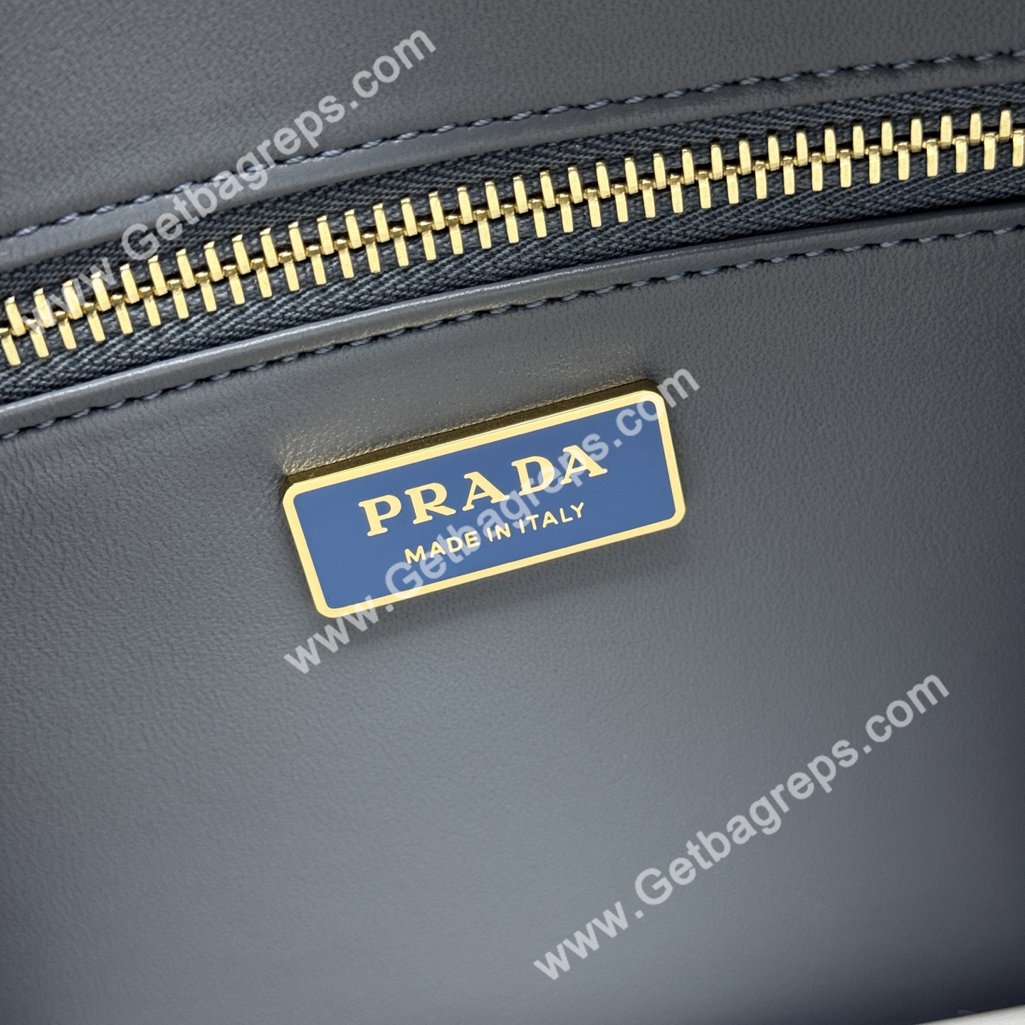 Prada Aimee Large Leather Shoulder Bag Blue