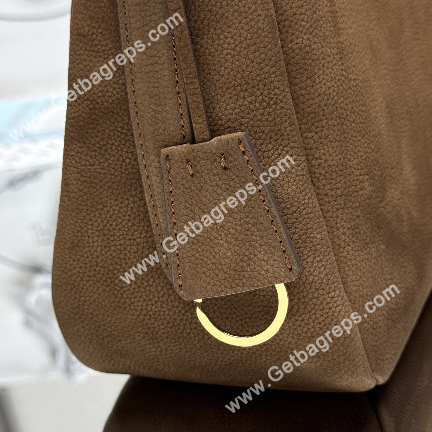Prada Aimee Large Leather Shoulder Bag Brown