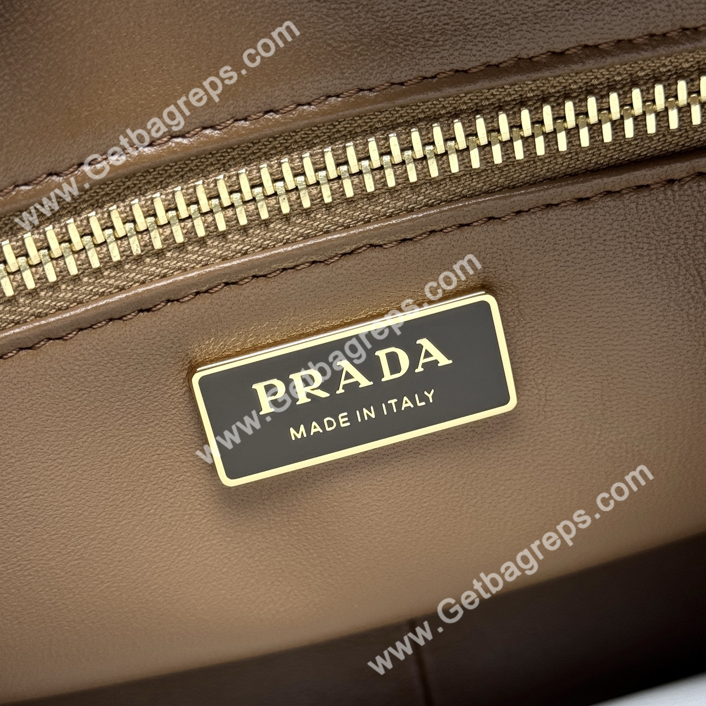 Prada Aimee Large Leather Shoulder Bag Brown
