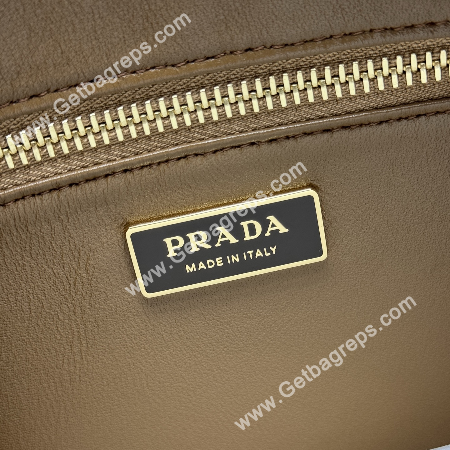 Prada Aimee Large Leather Shoulder Bag Khaki