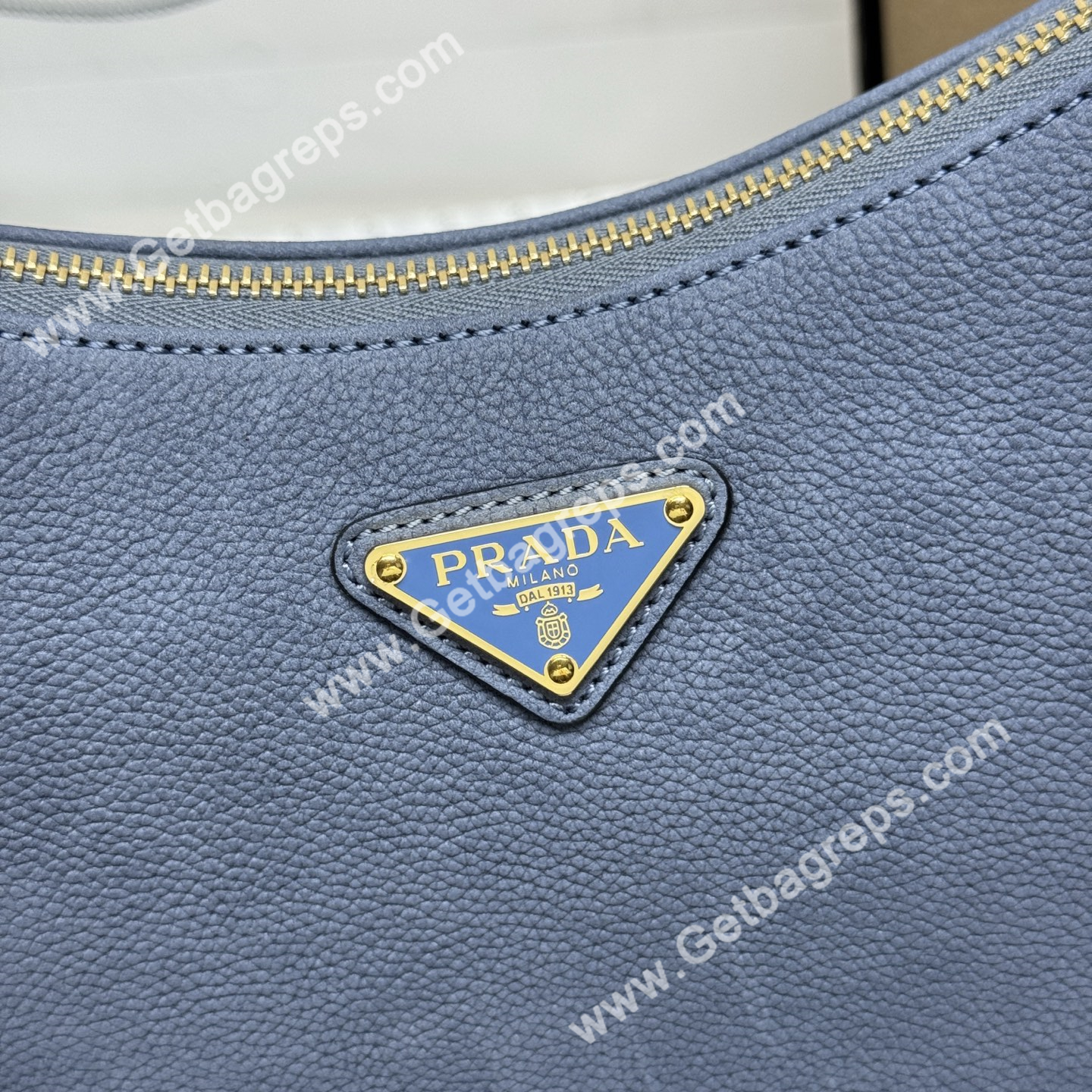 Prada Aimee Small Leather Shoulder Bag Blue