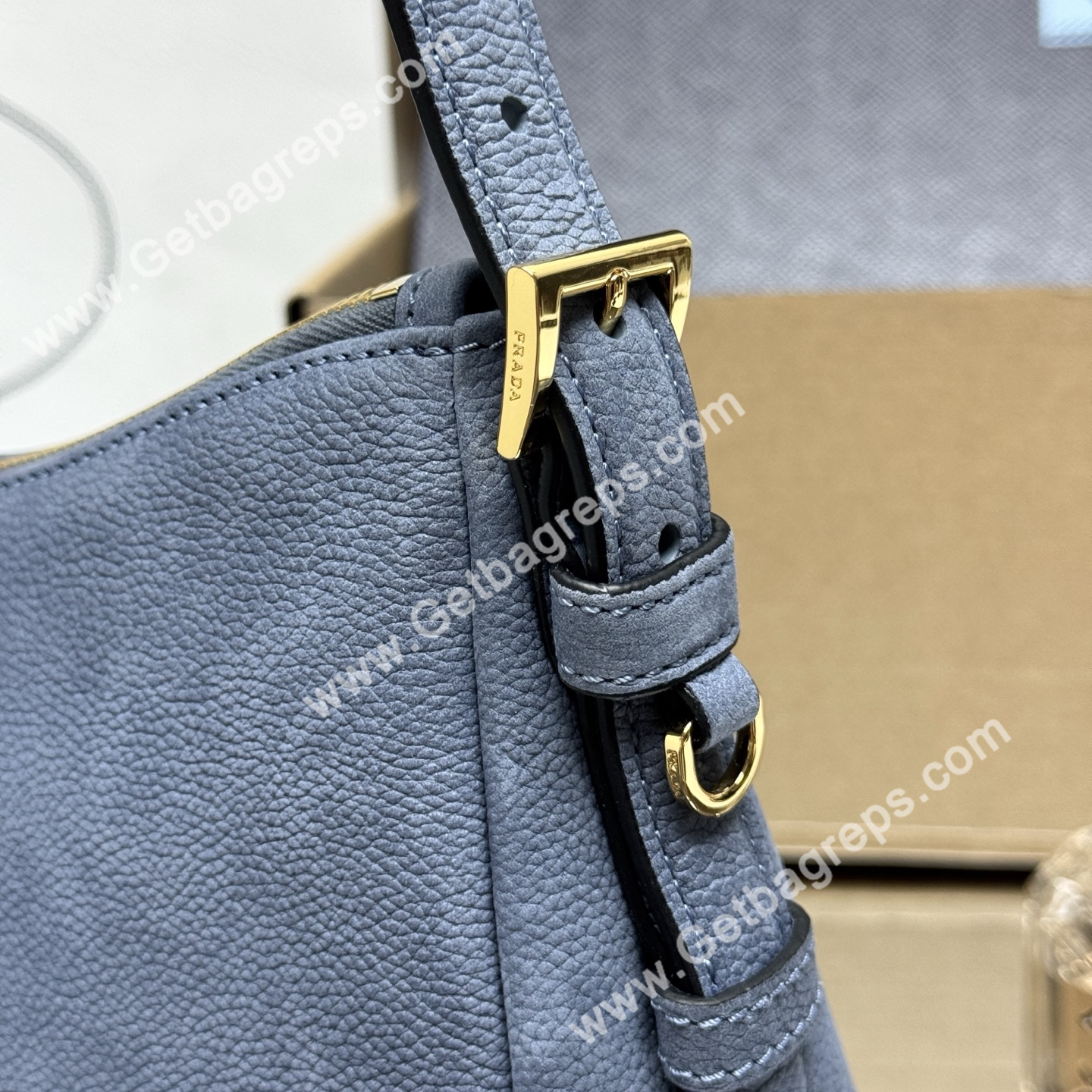 Prada Aimee Small Leather Shoulder Bag Blue