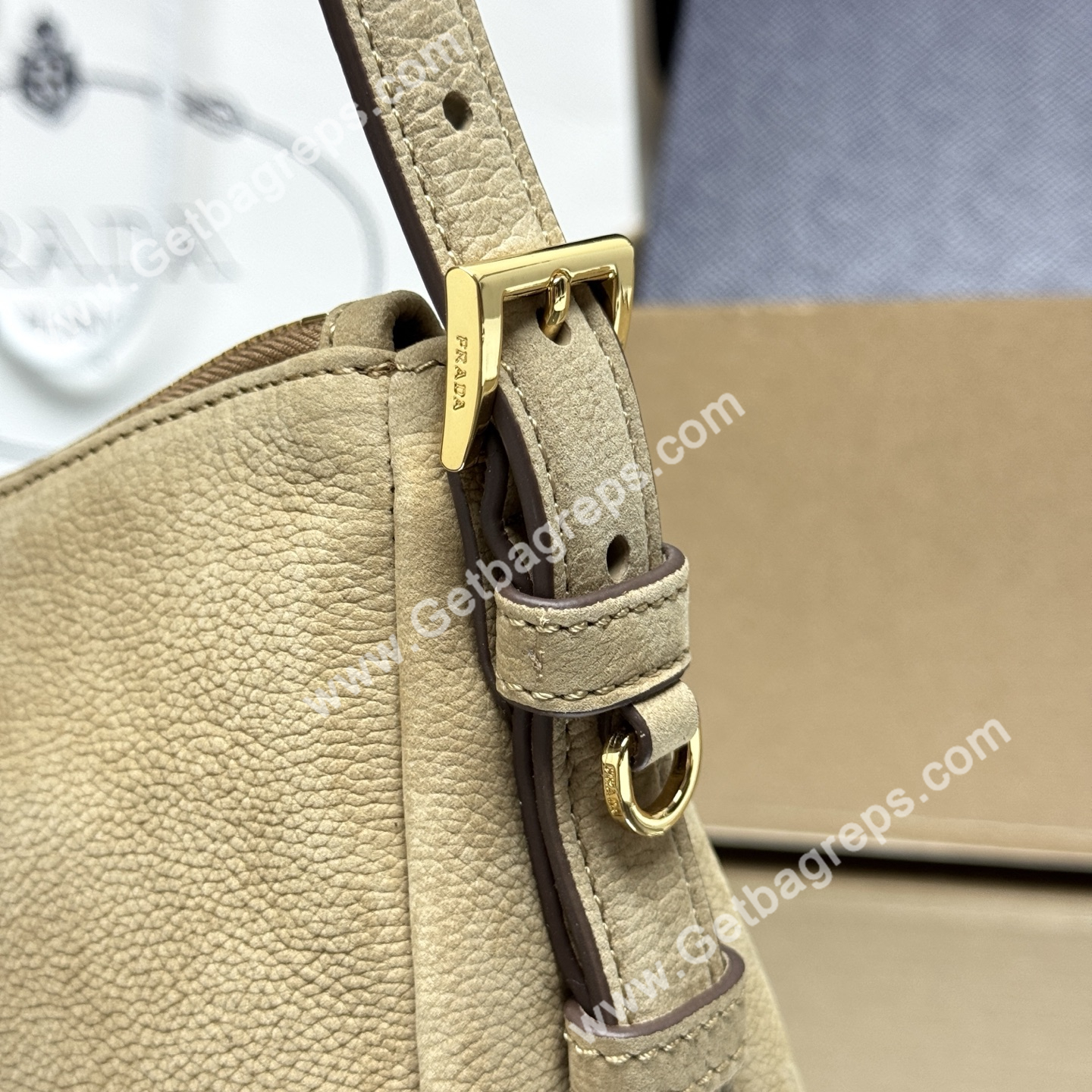 Prada Aimee Small Leather Shoulder Bag Khaki