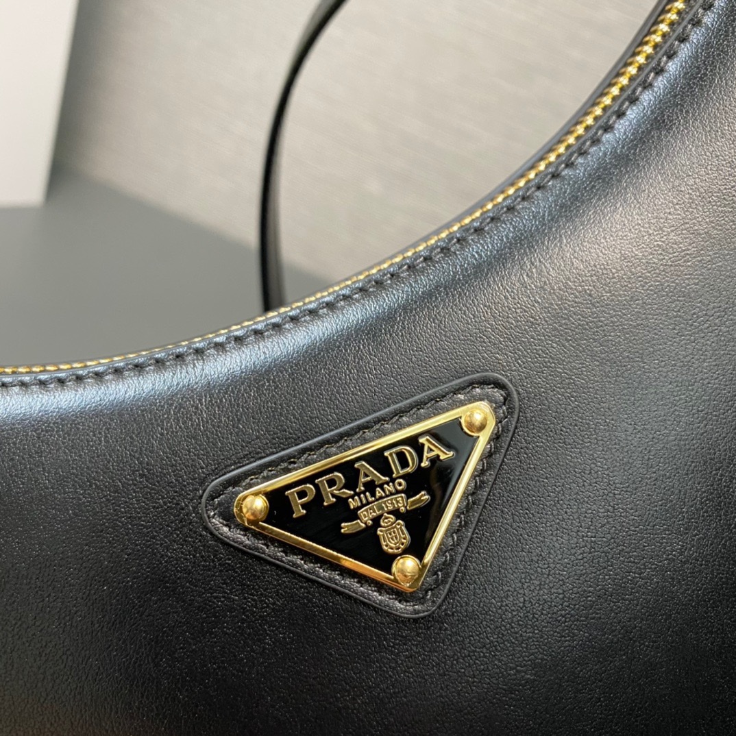 Prada Arque Leather Shoulder Bag Black