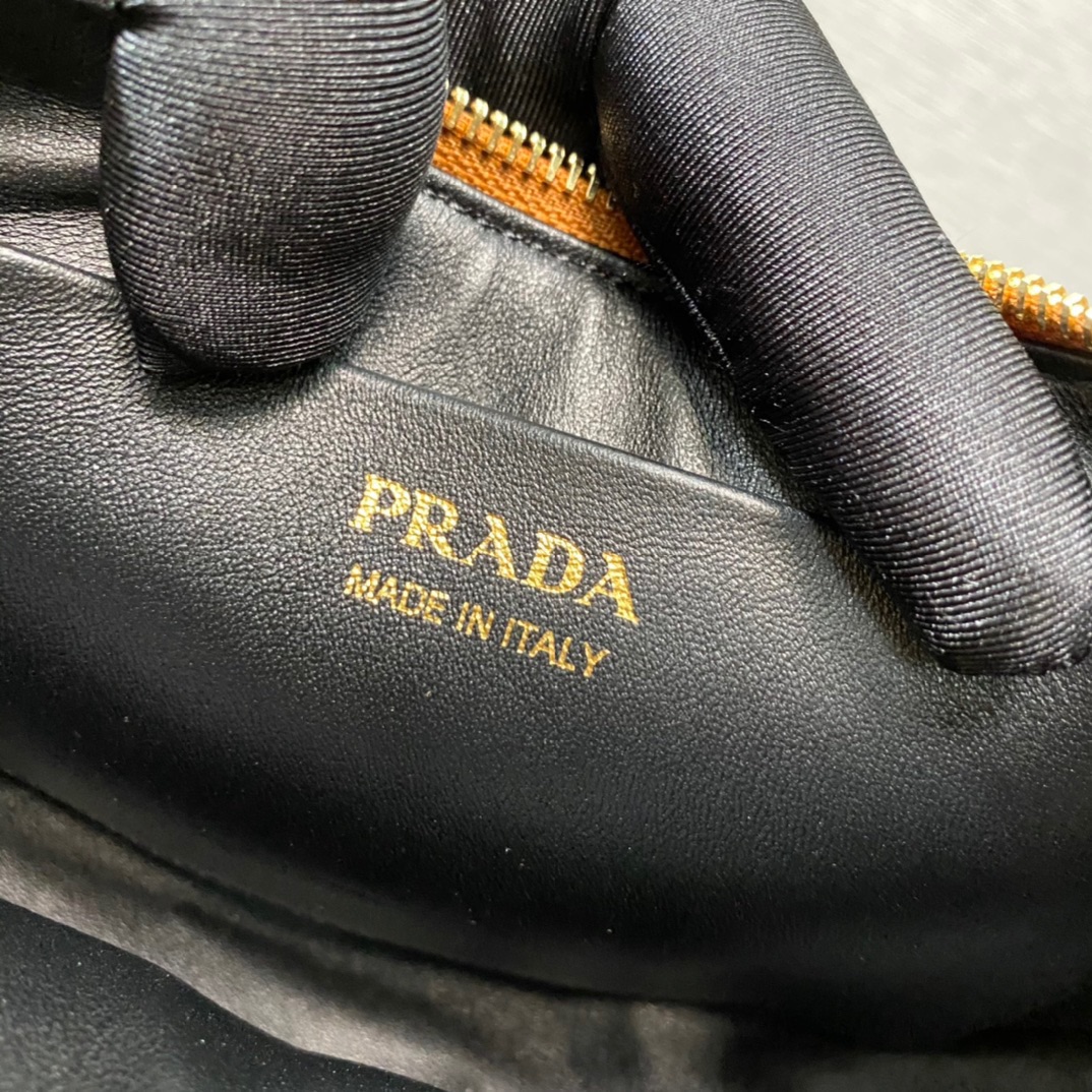 Prada Arque Leather Shoulder Bag Cognac