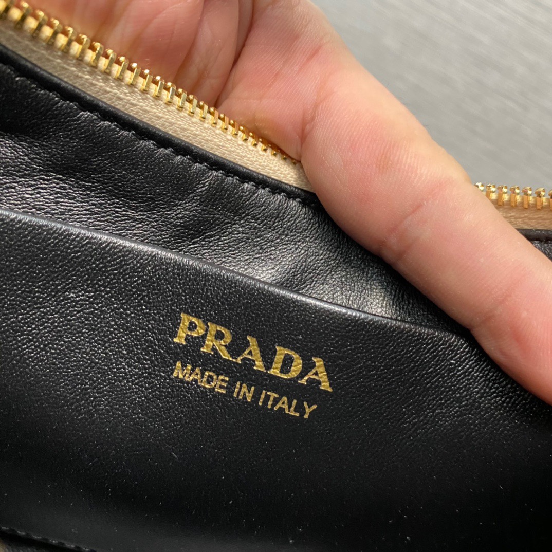 Prada Arque Leather Shoulder Bag Travertine