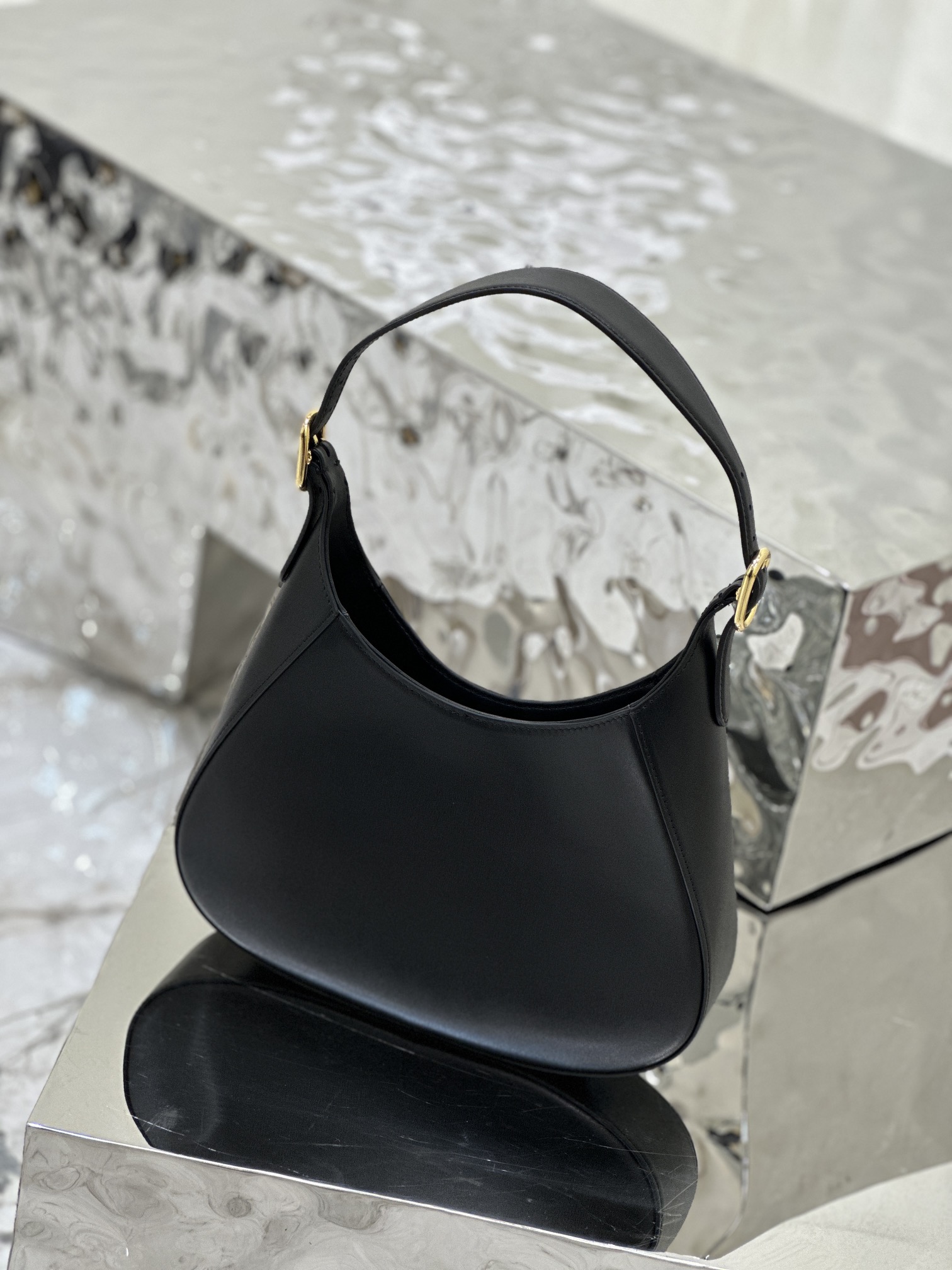 Prada Cleo Brushed Leather Shoulder Bag Black