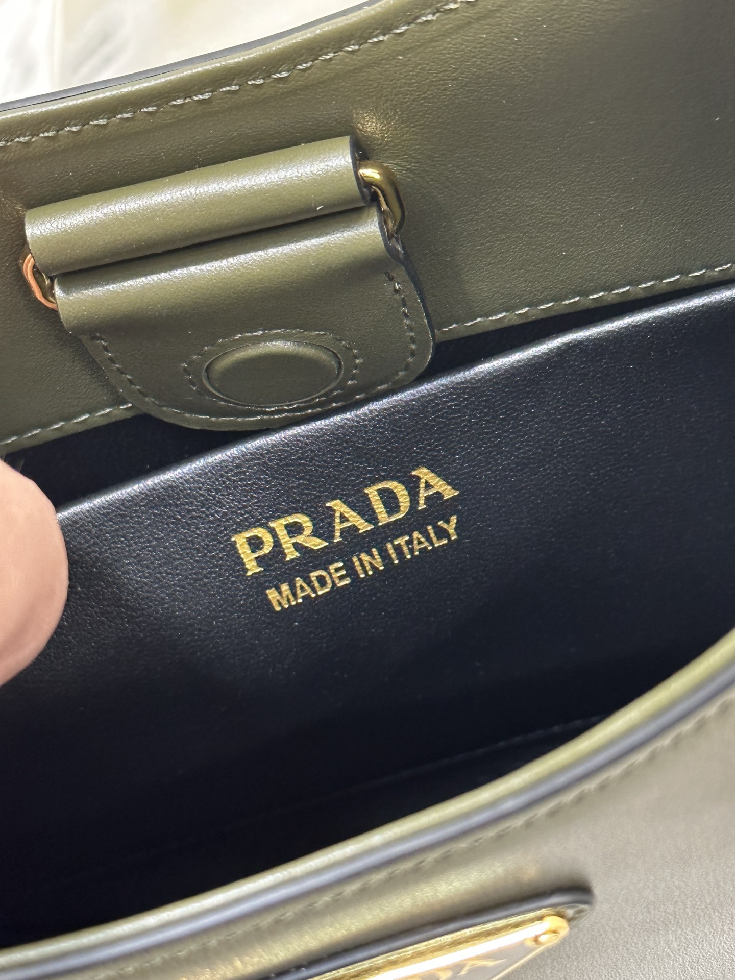 Prada Cleo Brushed Leather Shoulder Bag Dark Green