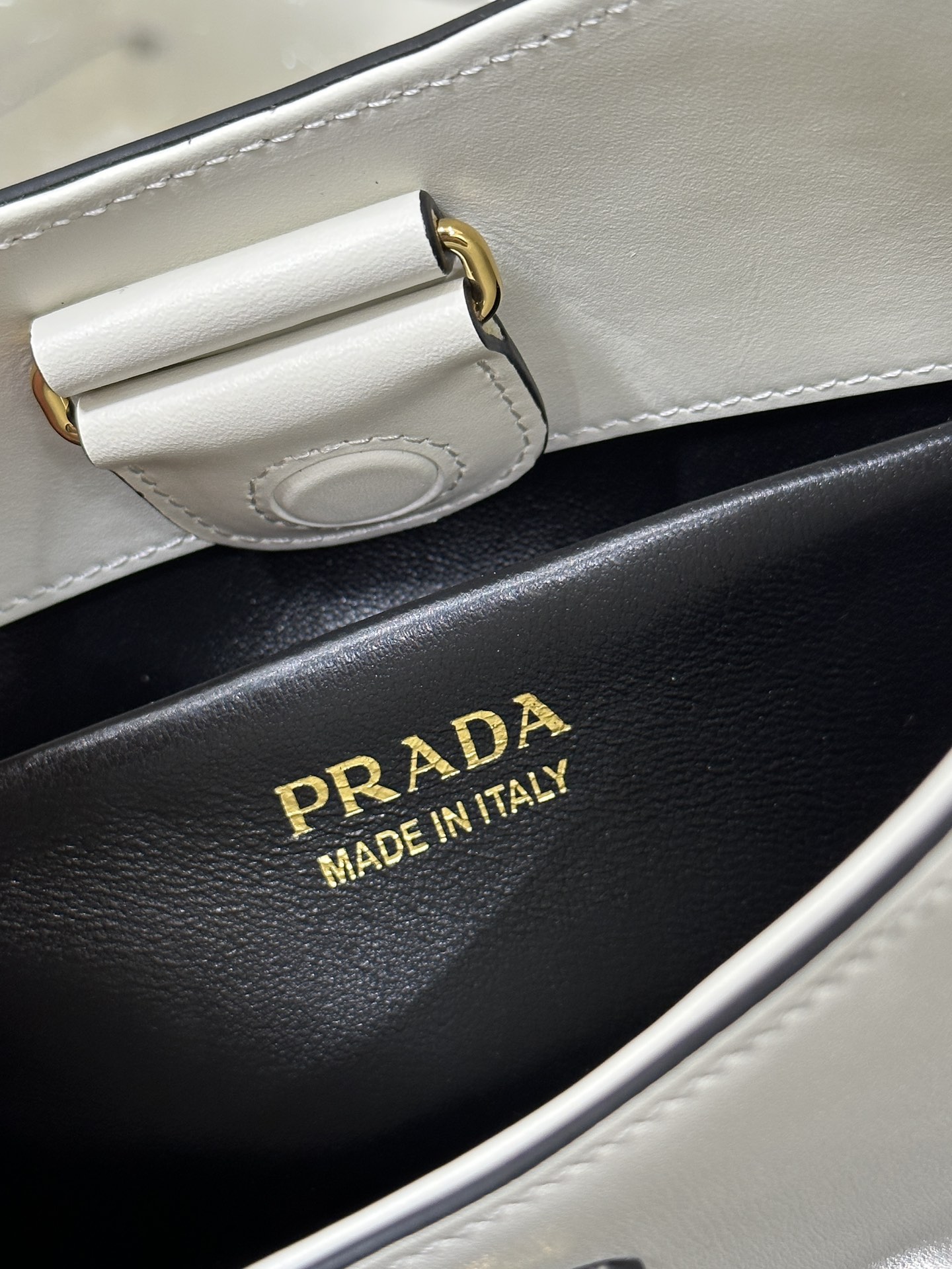 Prada Cleo Brushed Leather Shoulder Bag White