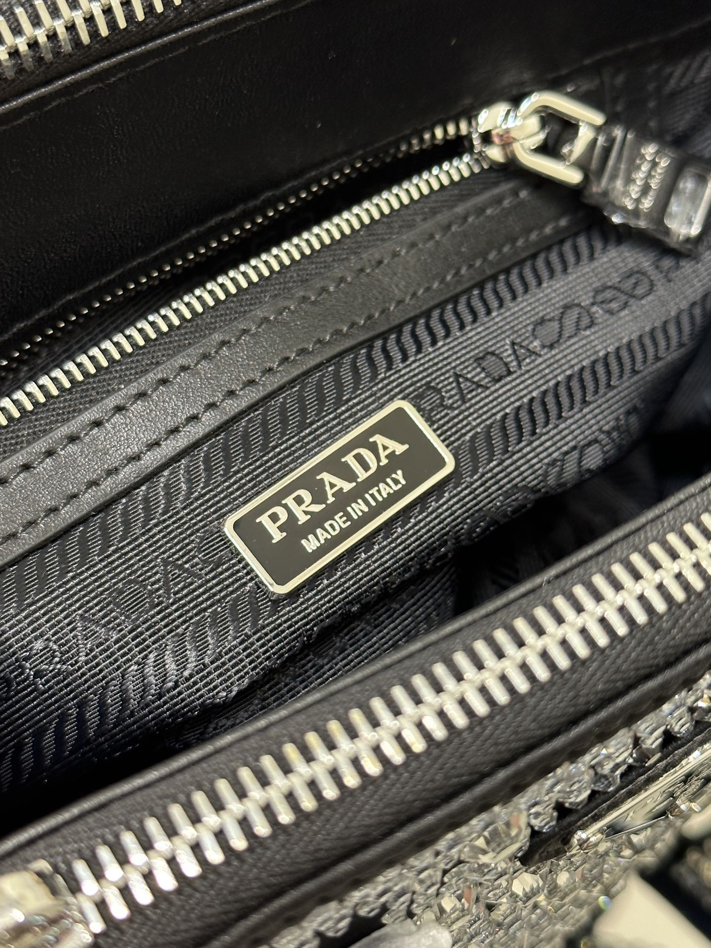 Prada Galleria Satin Mini-bag with Crystals Black