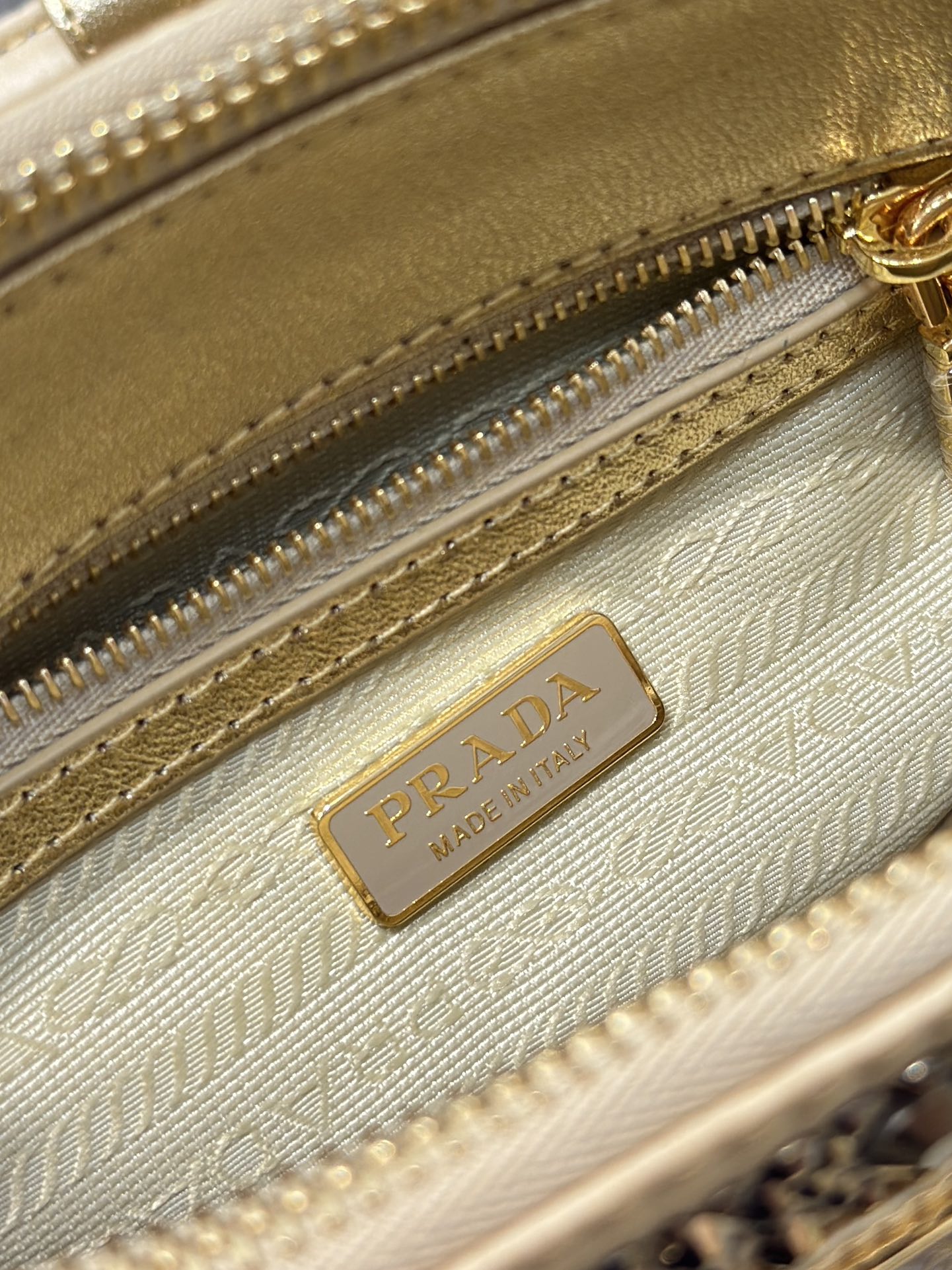 Prada Galleria Satin Mini-bag with Crystals Gold