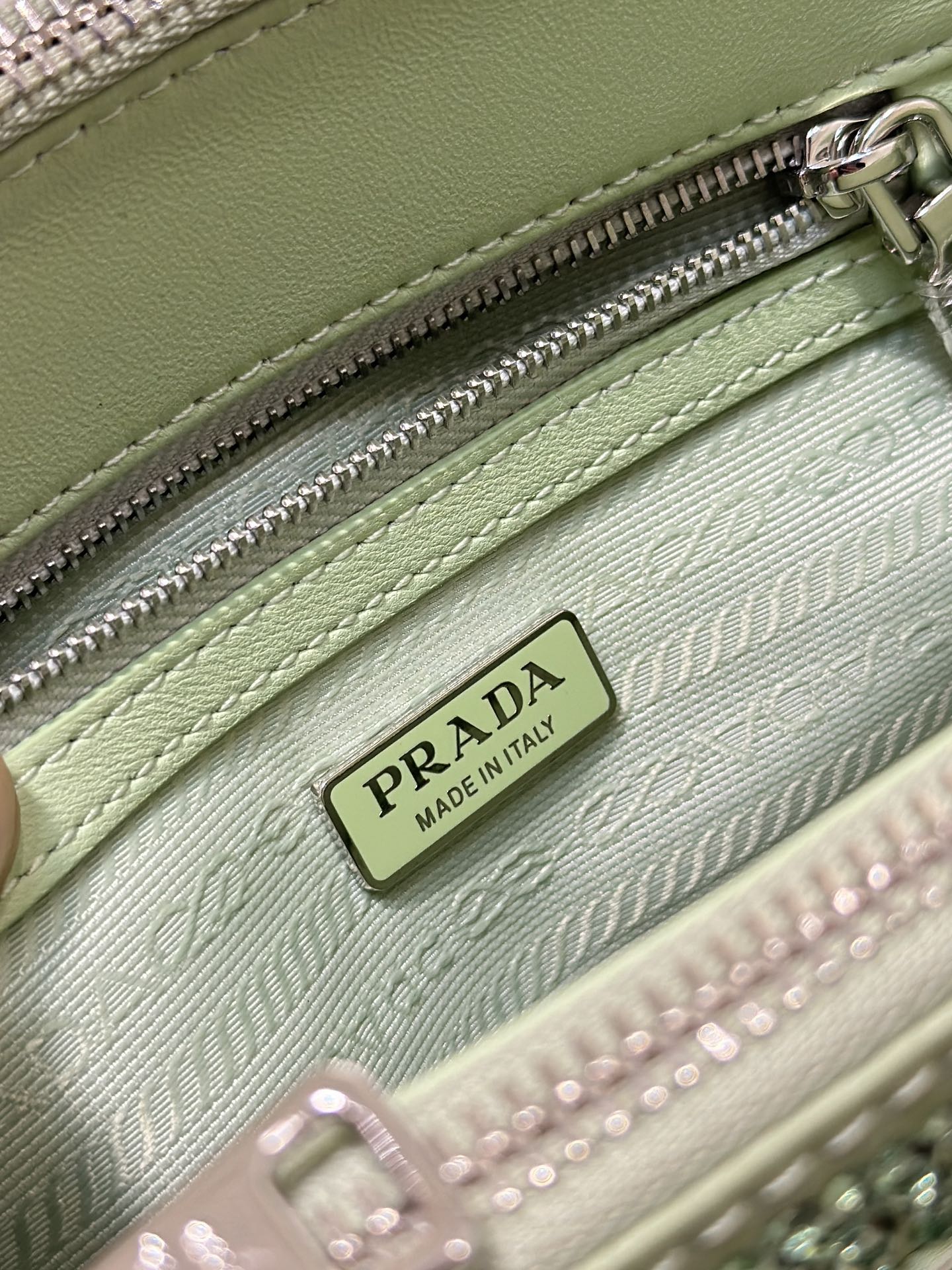 Prada Galleria Satin Mini-bag with Crystals Green