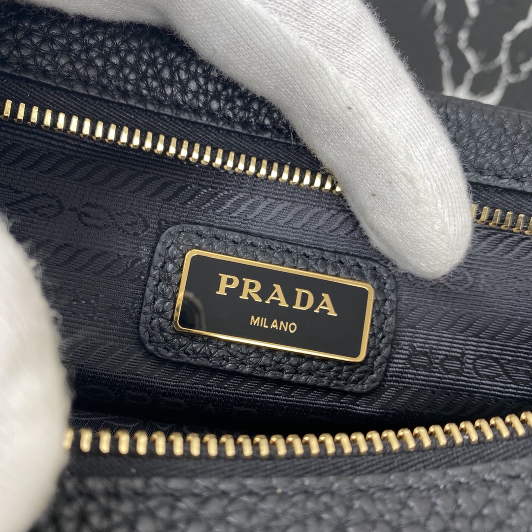 Prada Leather Bag with Shoulder Strap Black 1BH082 