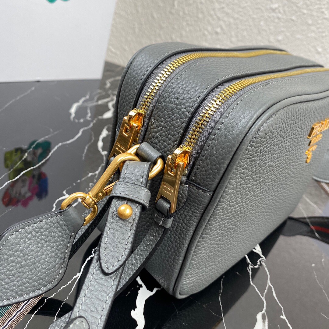 Prada Leather Bag with Shoulder Strap Grey 1BH082 