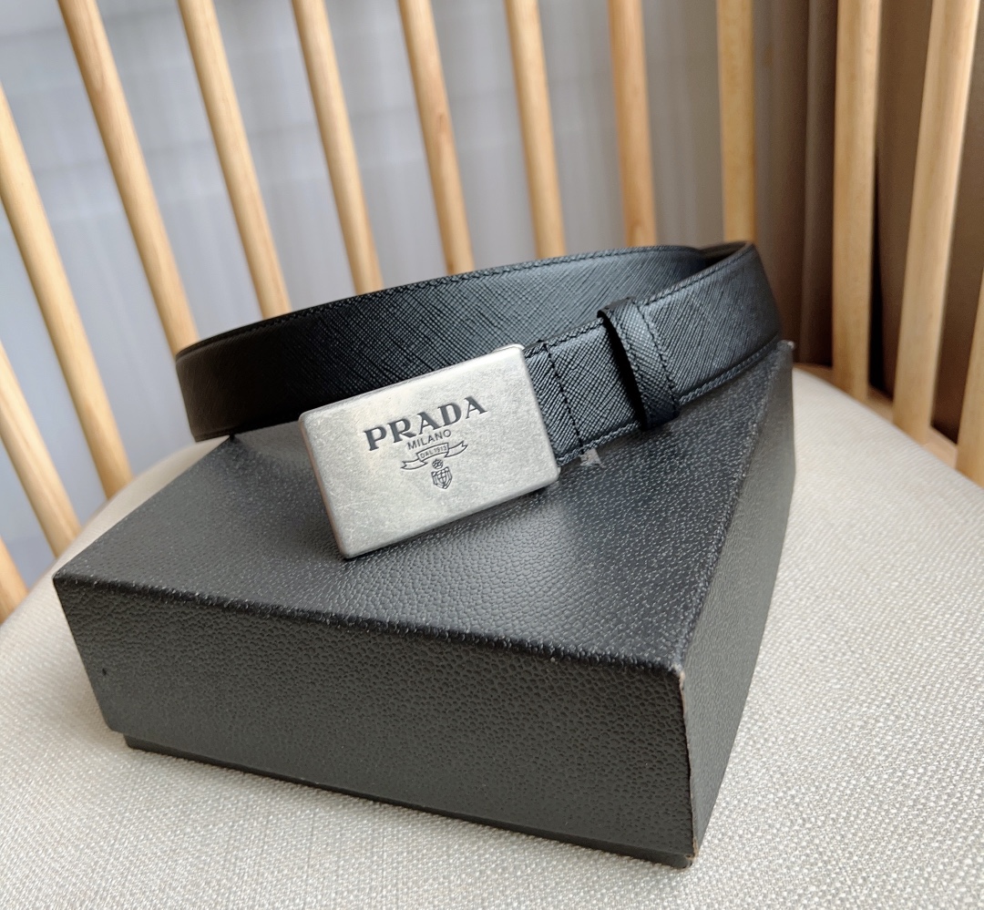 Prada Men Leather Belt Width 35mm 0001