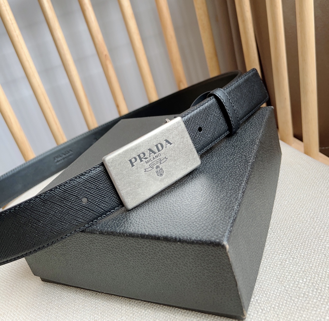 Prada Men Leather Belt Width 35mm 0001