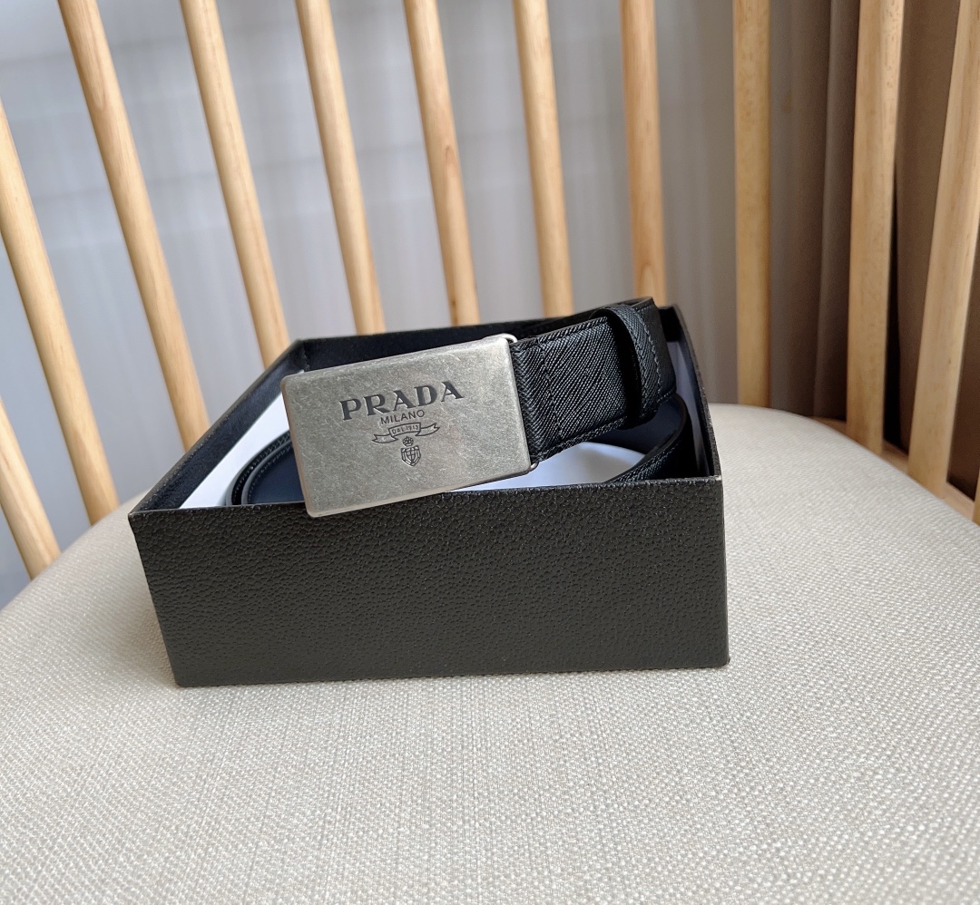 Prada Men Leather Belt Width 35mm 0001