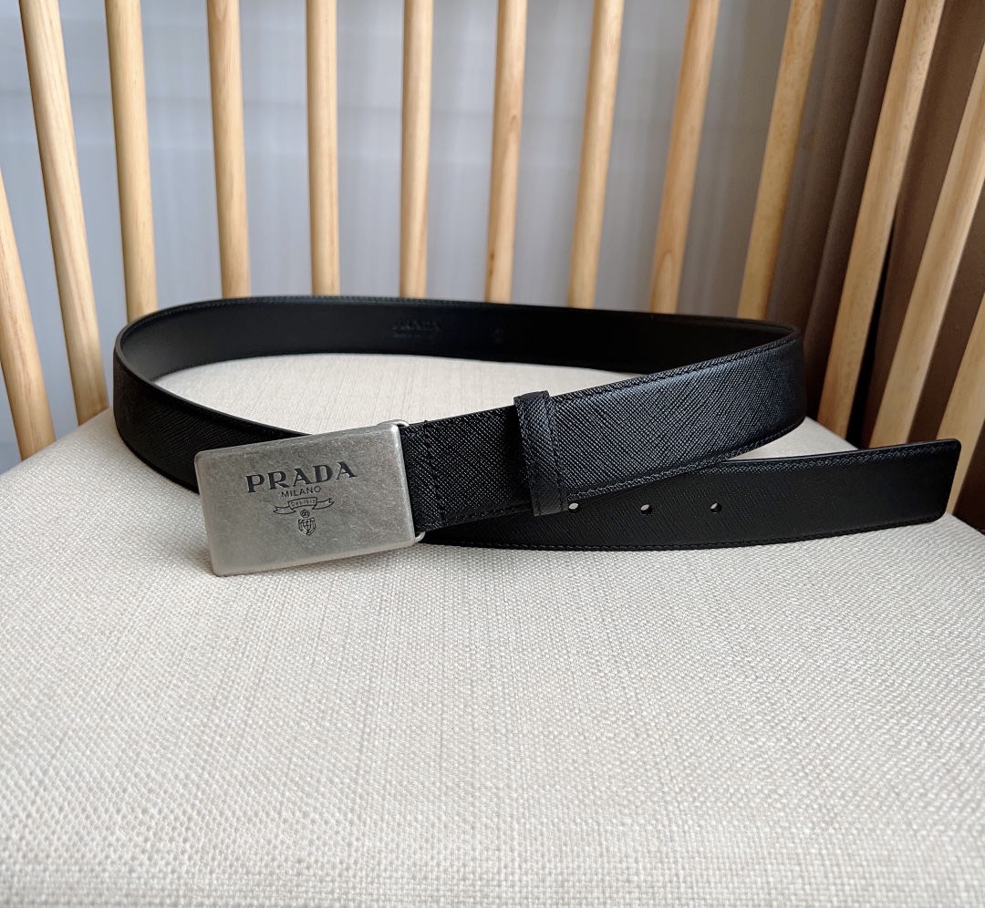 Prada Men Leather Belt Width 35mm 0001