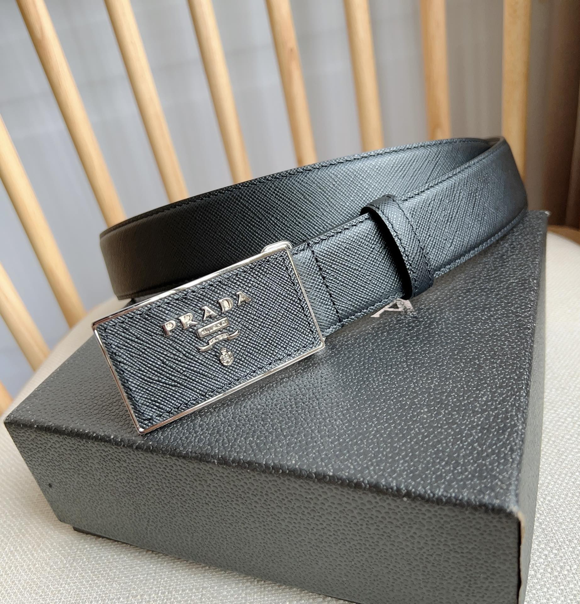 Prada Men Leather Belt Width 35mm 0006