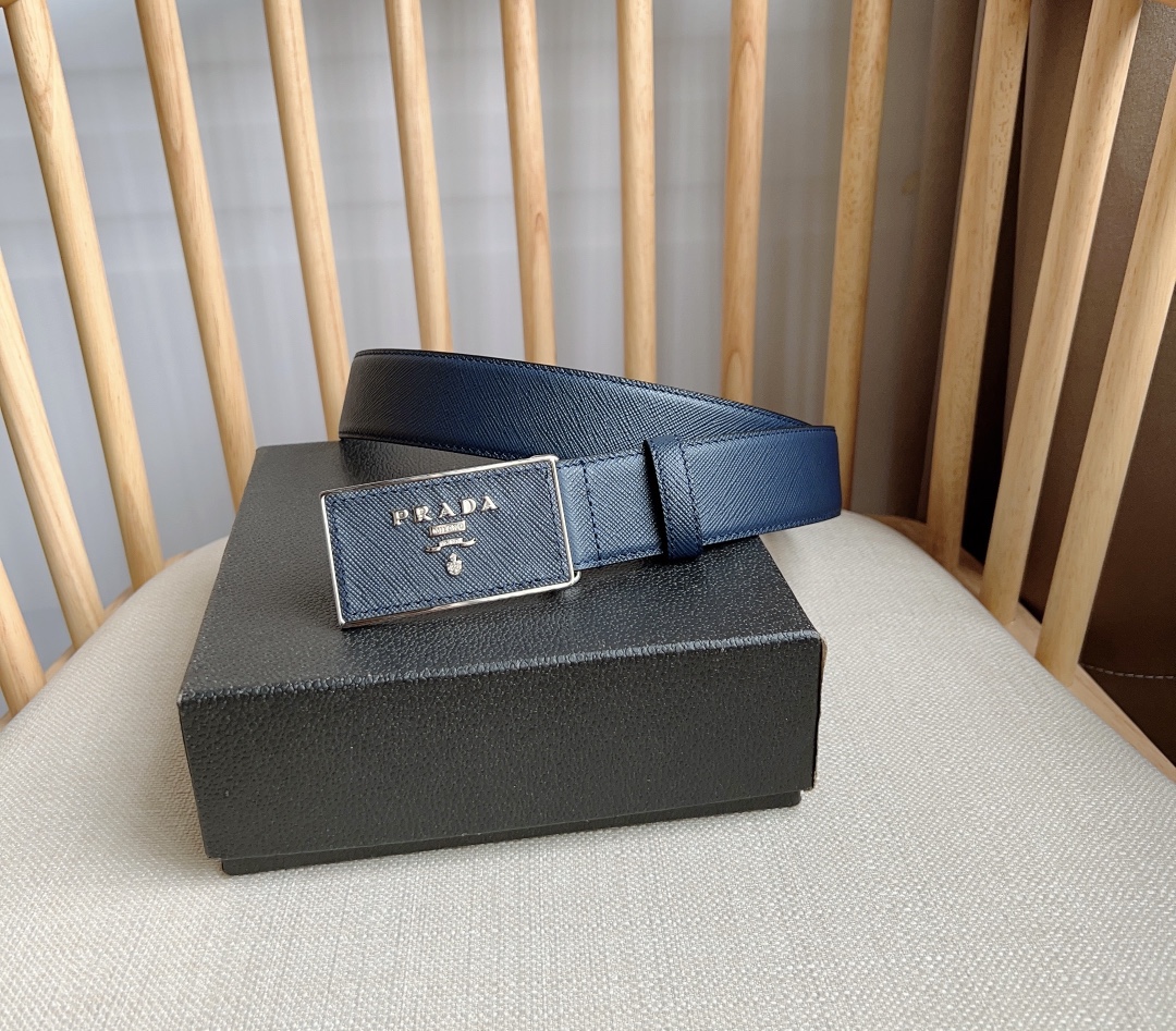 Prada Men Leather Belt Width 35mm 0007