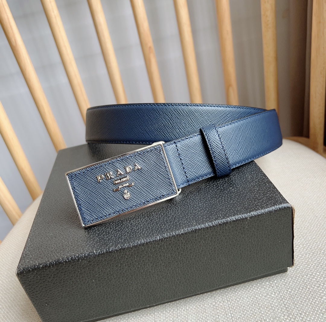 Prada Men Leather Belt Width 35mm 0007