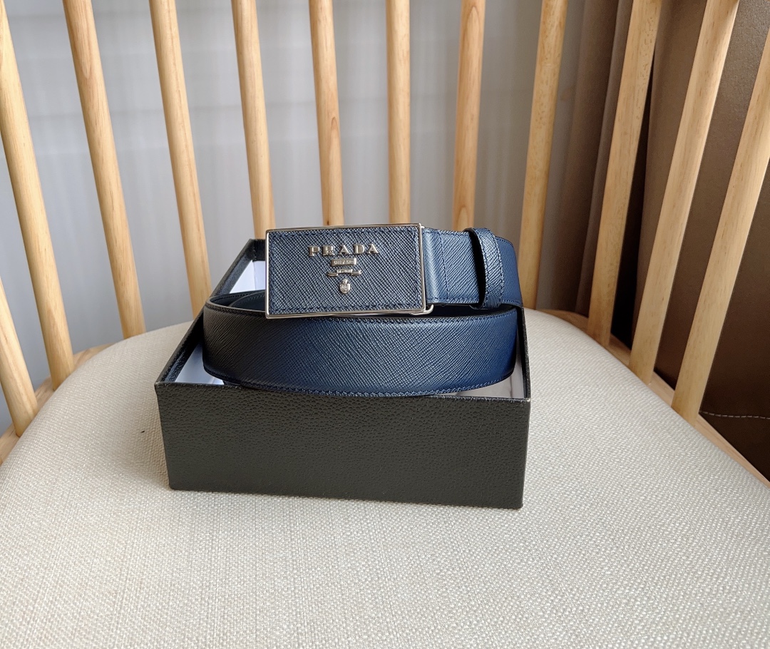 Prada Men Leather Belt Width 35mm 0007