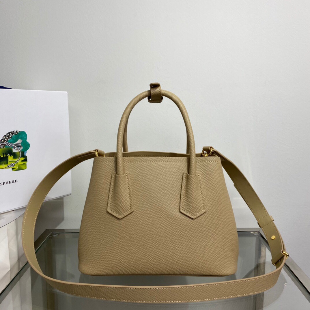 Prada Prada Double Saffiano Leather Mini Bag Beige 1BG443