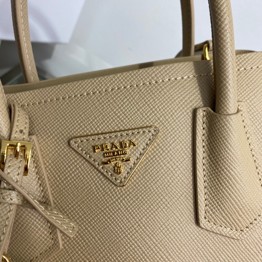 Prada Prada Double Saffiano Leather Mini Bag Beige 1BG443